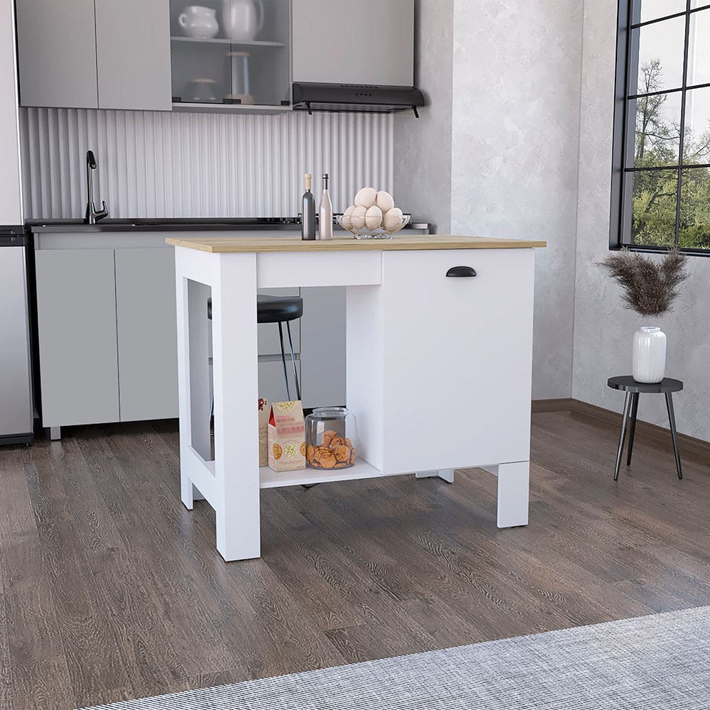 Kitchen island Shoproni, One Drawer, White Finish