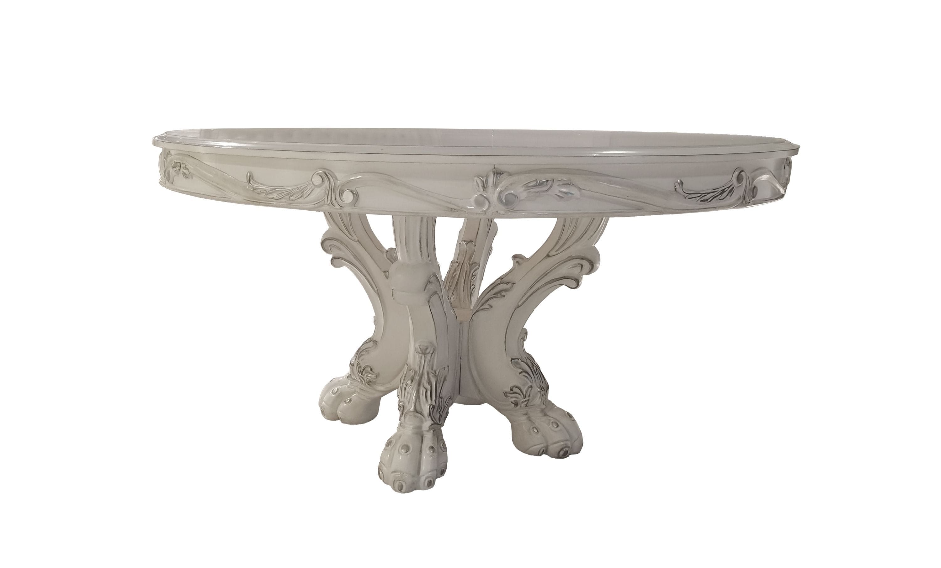 ACME Dresden  Round Dining Table in Bone White Finish DN01700