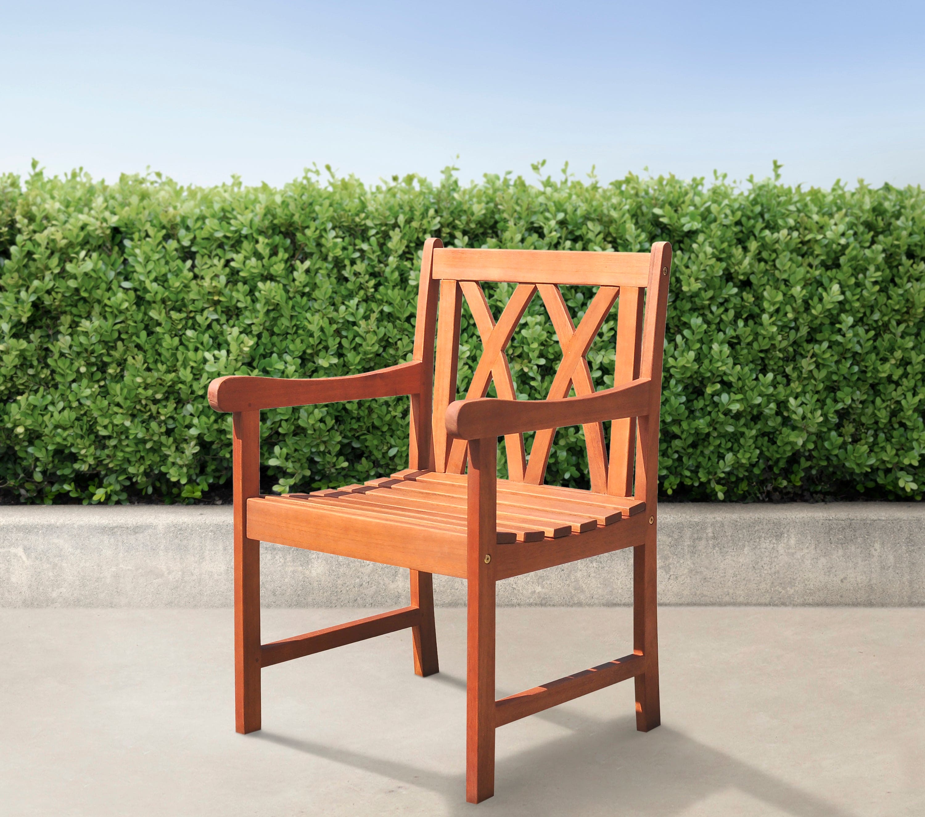 Lazarus Reddish Brown Tropical Wood Patio Armchair