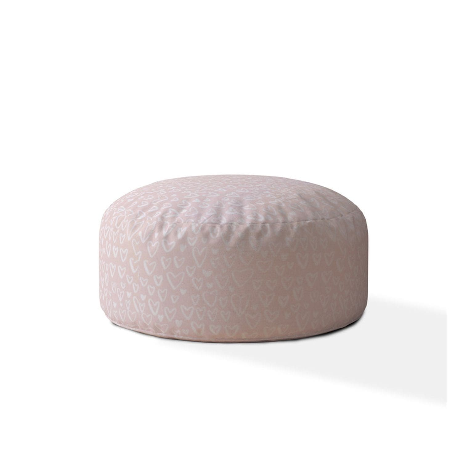 Indoor FLIRTY Pink Blush Round Zipper Pouf - Stuffed - Extra Beads Included! - 24in dia x 20in tall