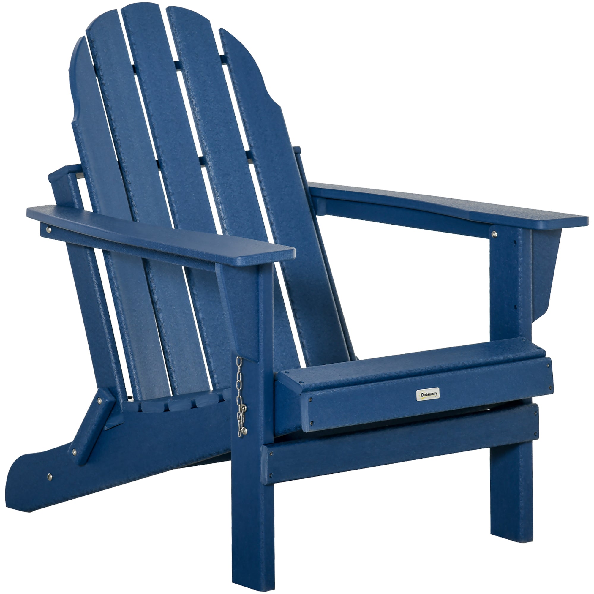 Outsunny Folding Adirondack Chair, Faux Wood Patio & Fire Pit Chair, Weather Resistant HDPE for Deck, Outside Garden, Porch, Backyard, Blue