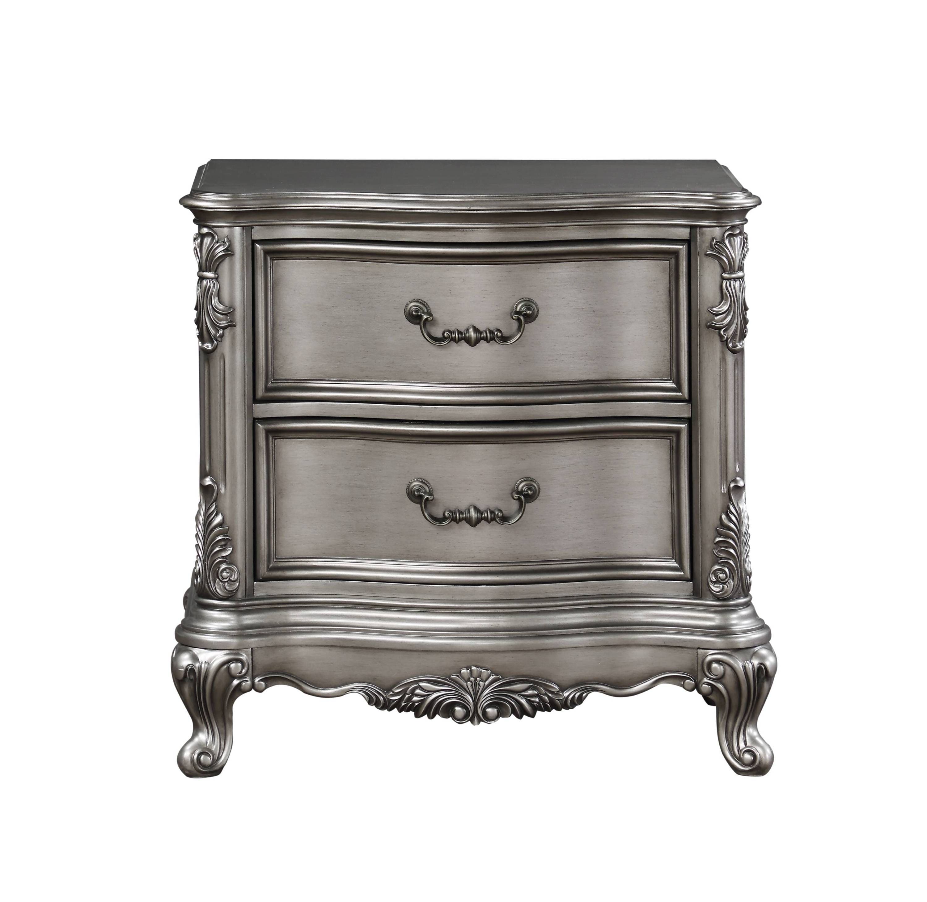 ACME Ausonia Nightstand, Antique Platinum Finish BD00604