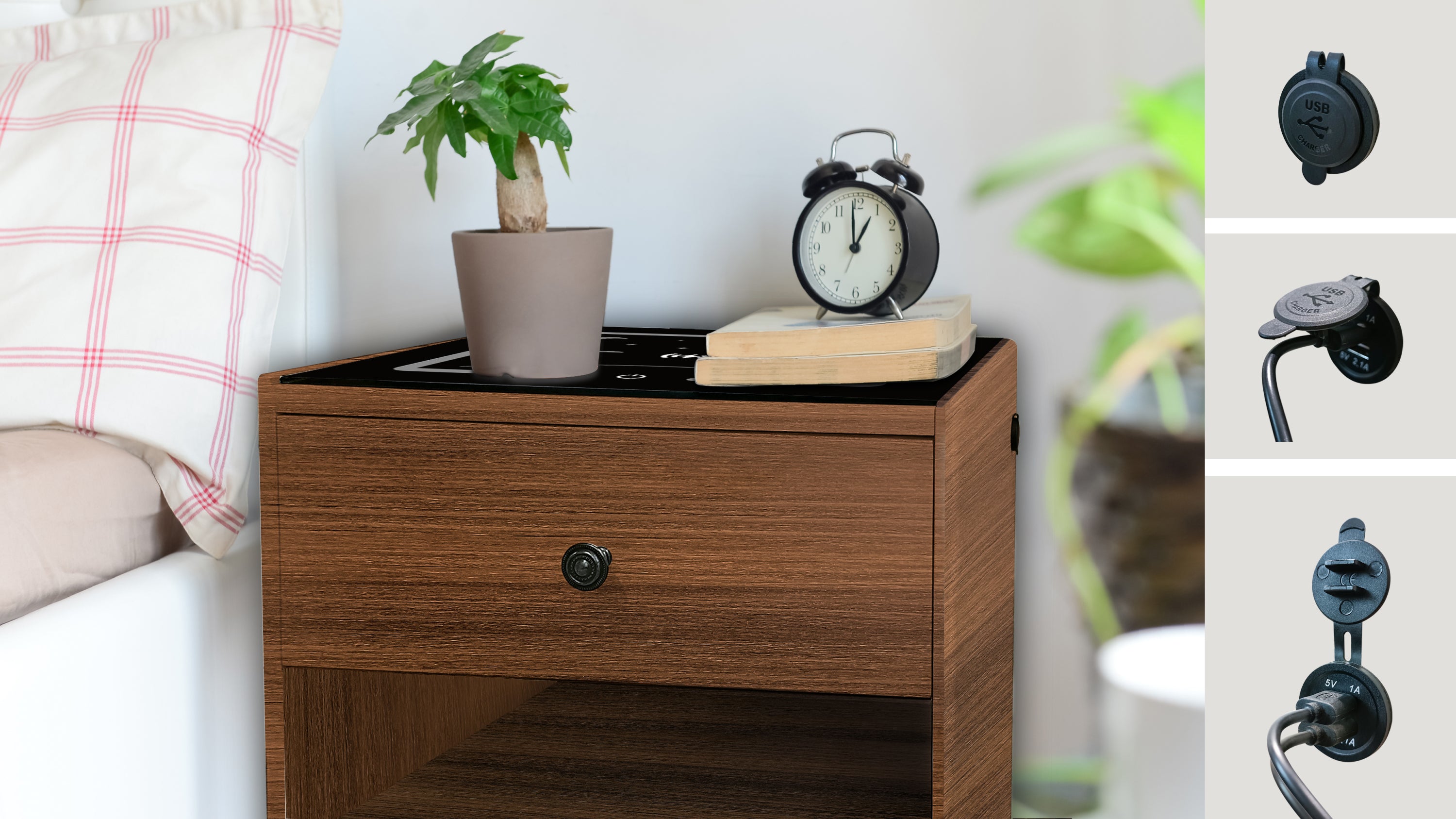 NIGHTSTAND WITH WIRELESS CHARGING STATION