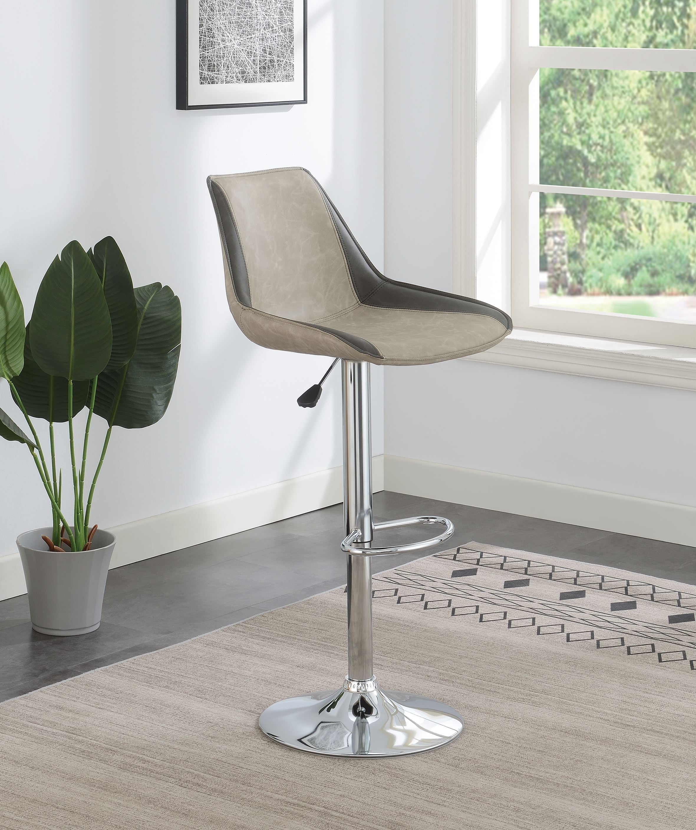 BAR STOOL in Black Faux Leather