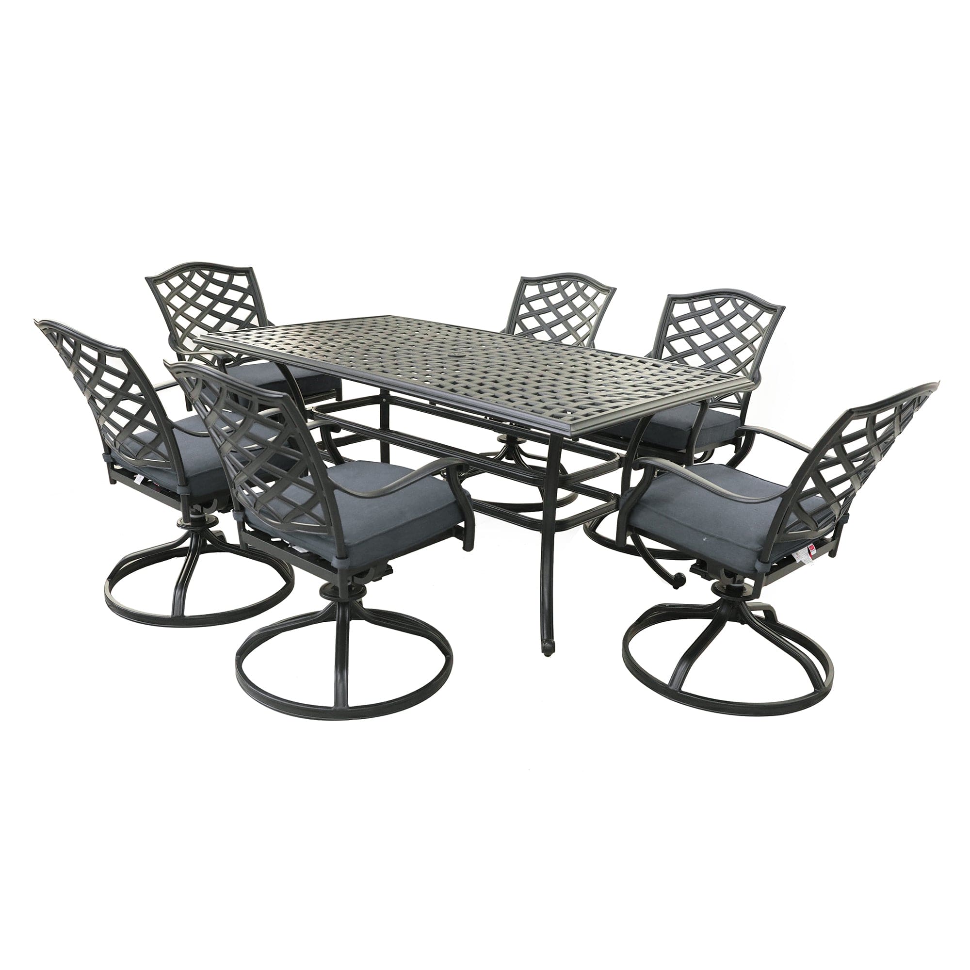 Rectangular 6 - Person 68" Long Aluminum Dining Set with Sunbrella Cushions