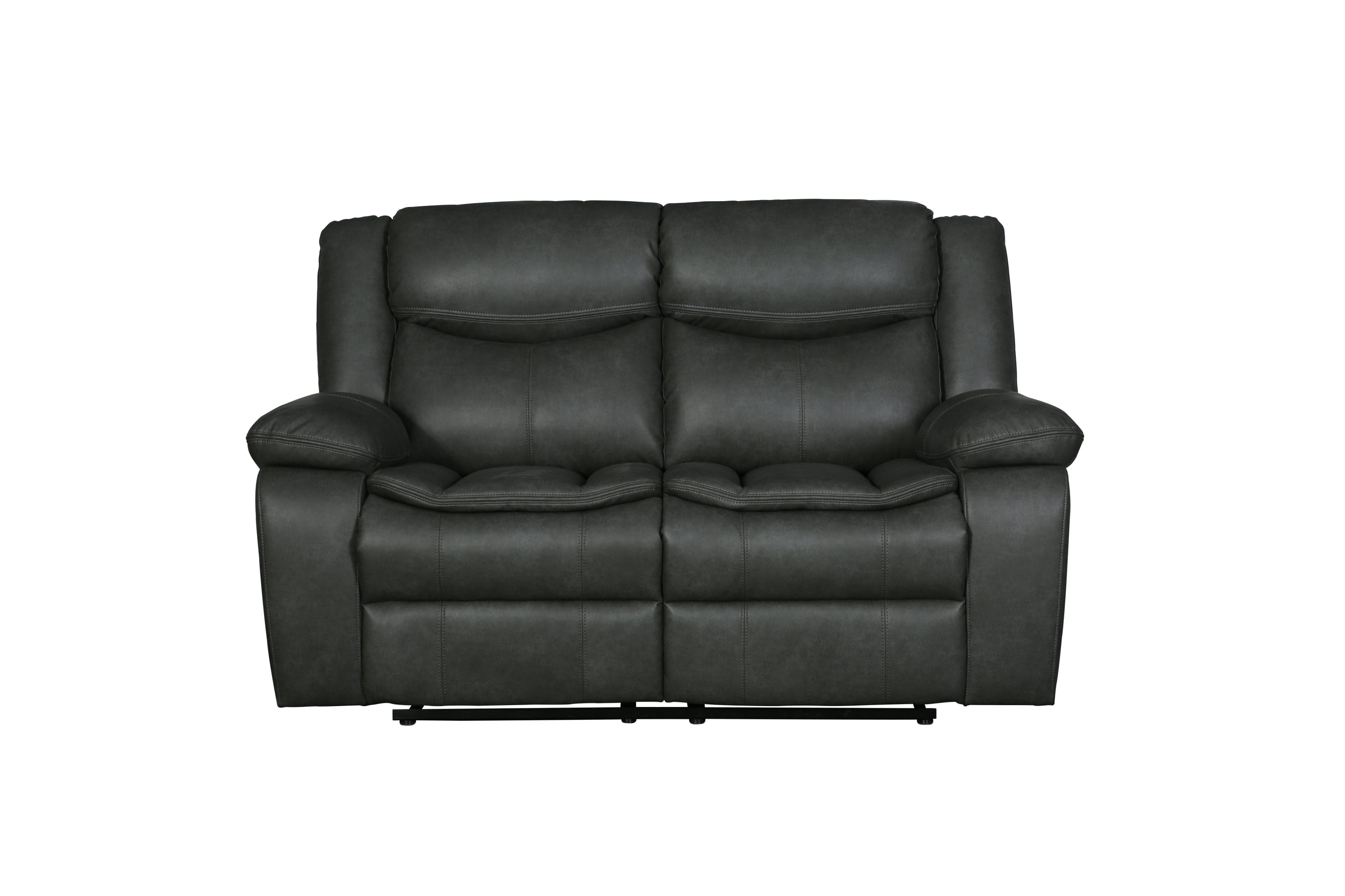 Global United Transitional Leather-Air Reclining Loveseat