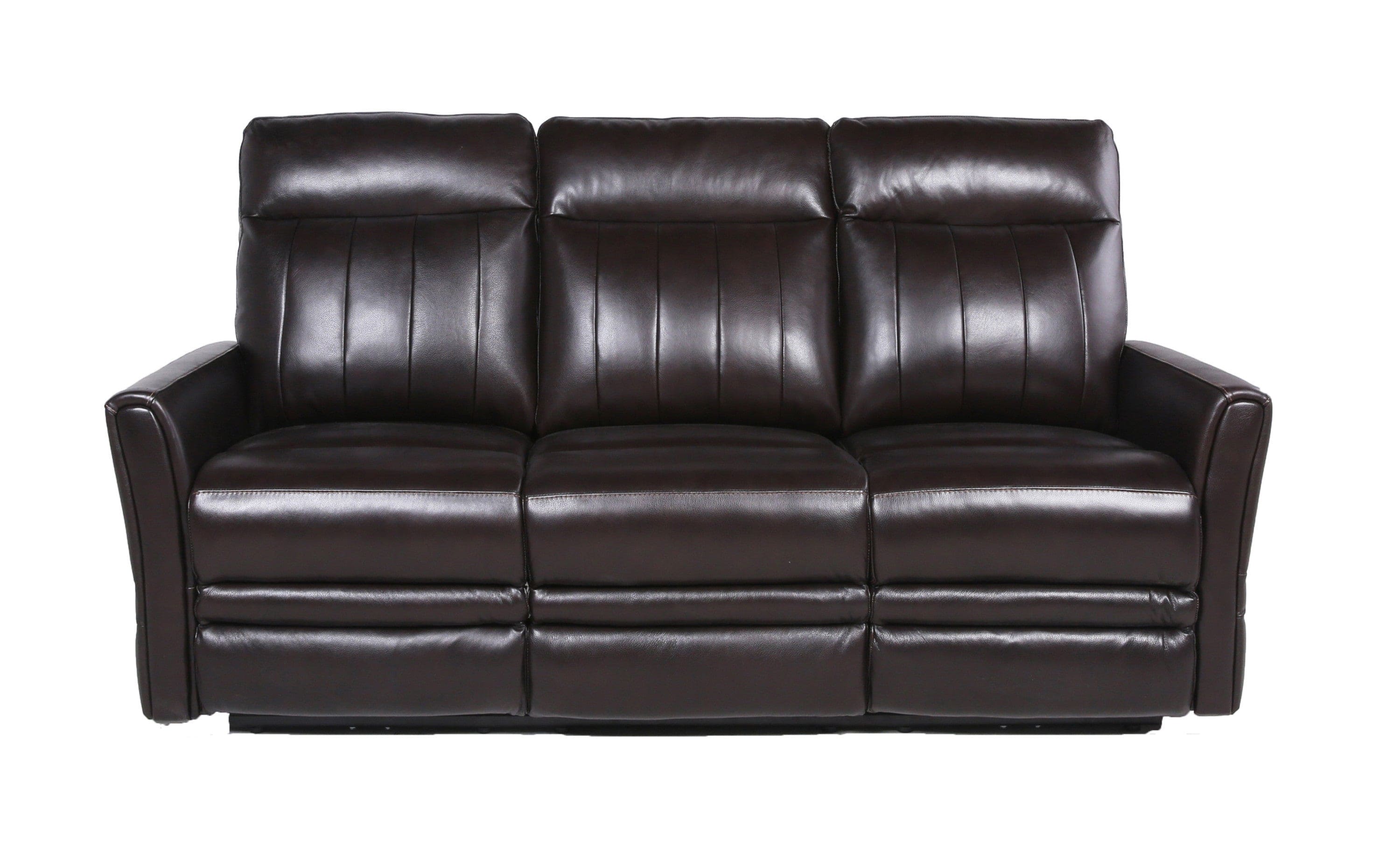 Luxury Power Reclining Sofa Recliner in Dark Brown Top-Grain Leather - Ultimate Comfort with Power Leg Rest and Articulating Headrest - Elegant and Relaxing Furniture for Living Room or Home Theater