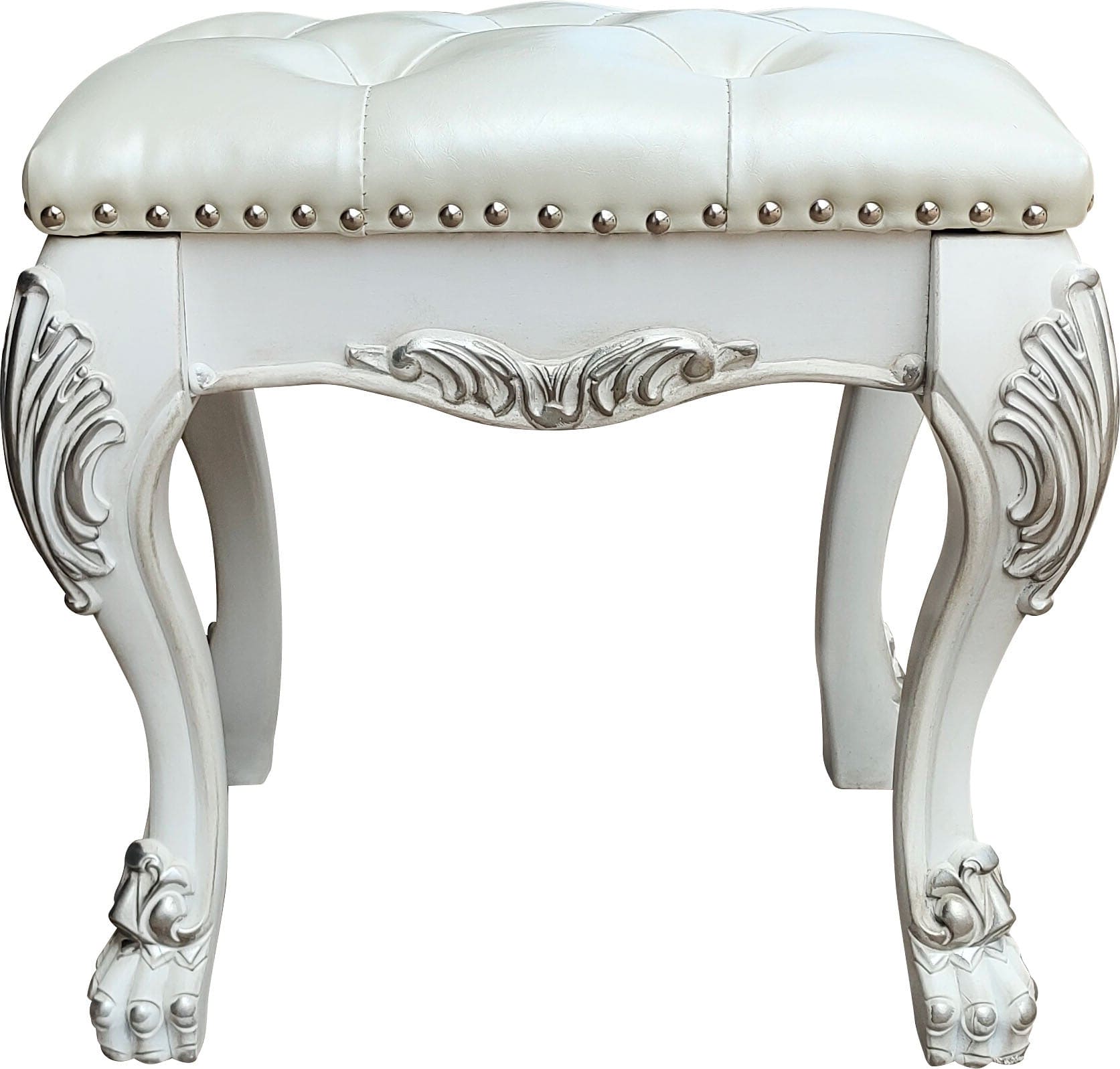 ACME Dresden  Vanity Stool in PU & Bone White Finish BD01679