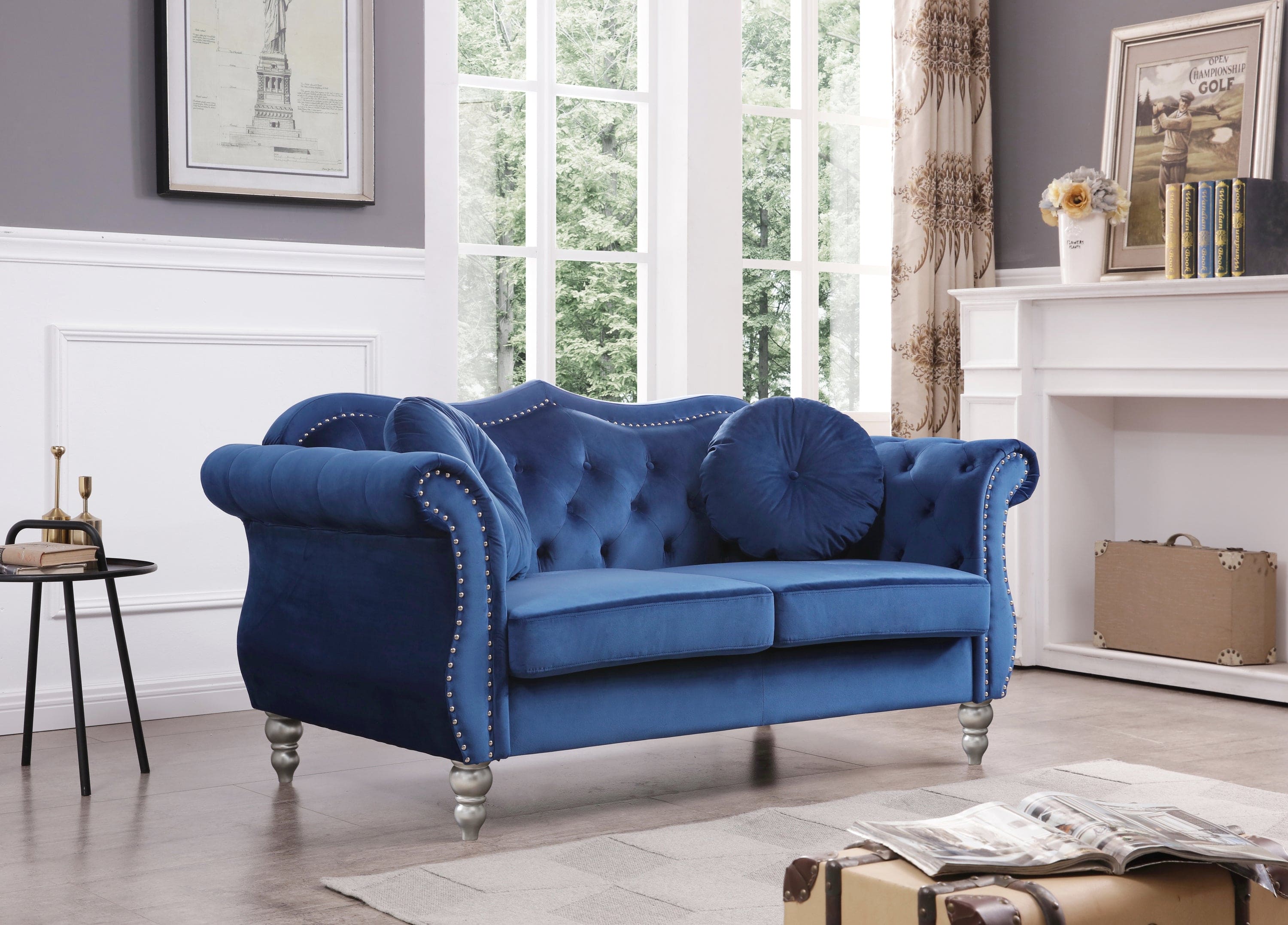 Glory Furniture Hollywood G0661A-L Loveseat , NAVY BLUE