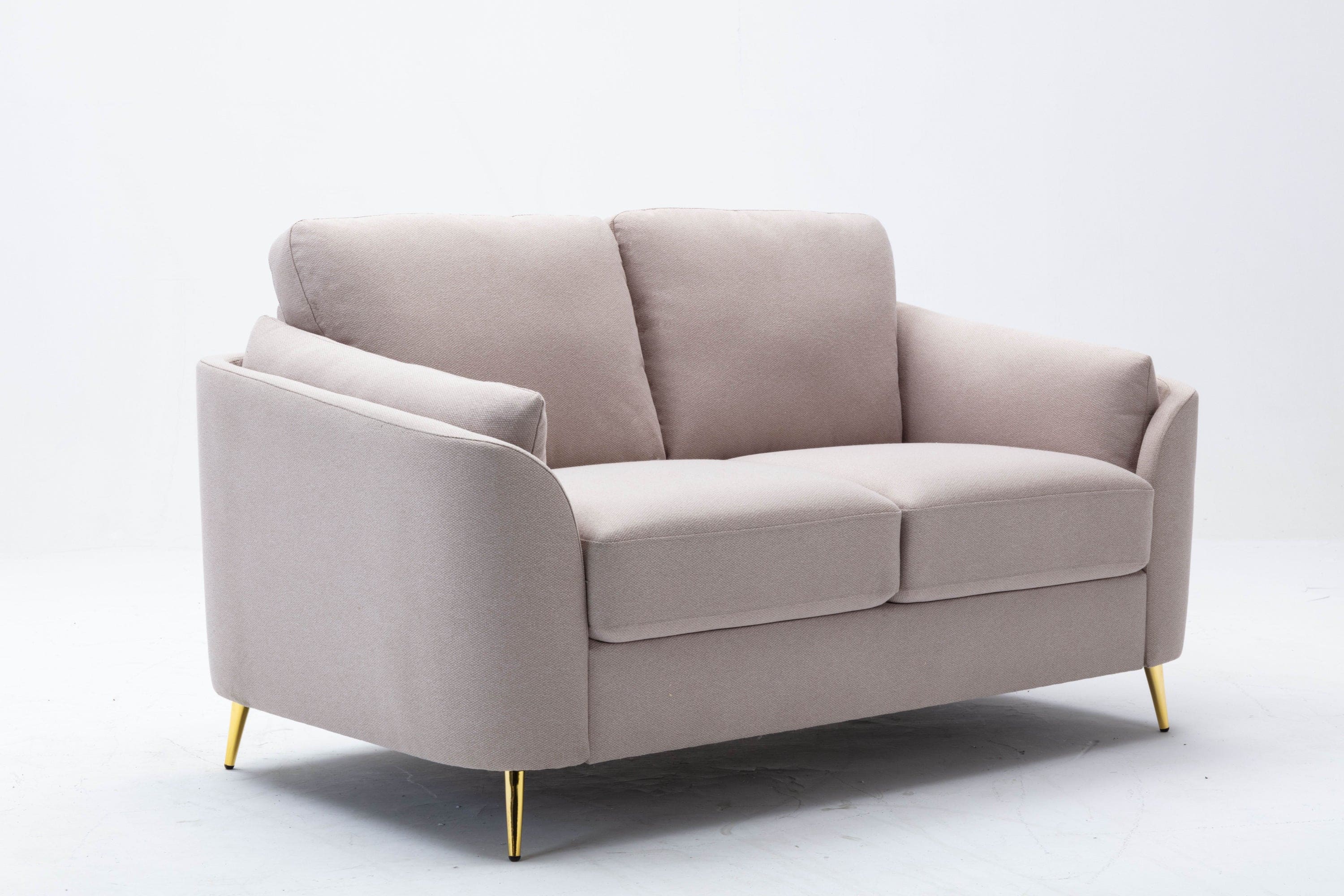 Contemporary 1pc Loveseat Beige Color with Gold Metal Legs Plywood Pocket Springs and Foam Casual Living Room Furniture