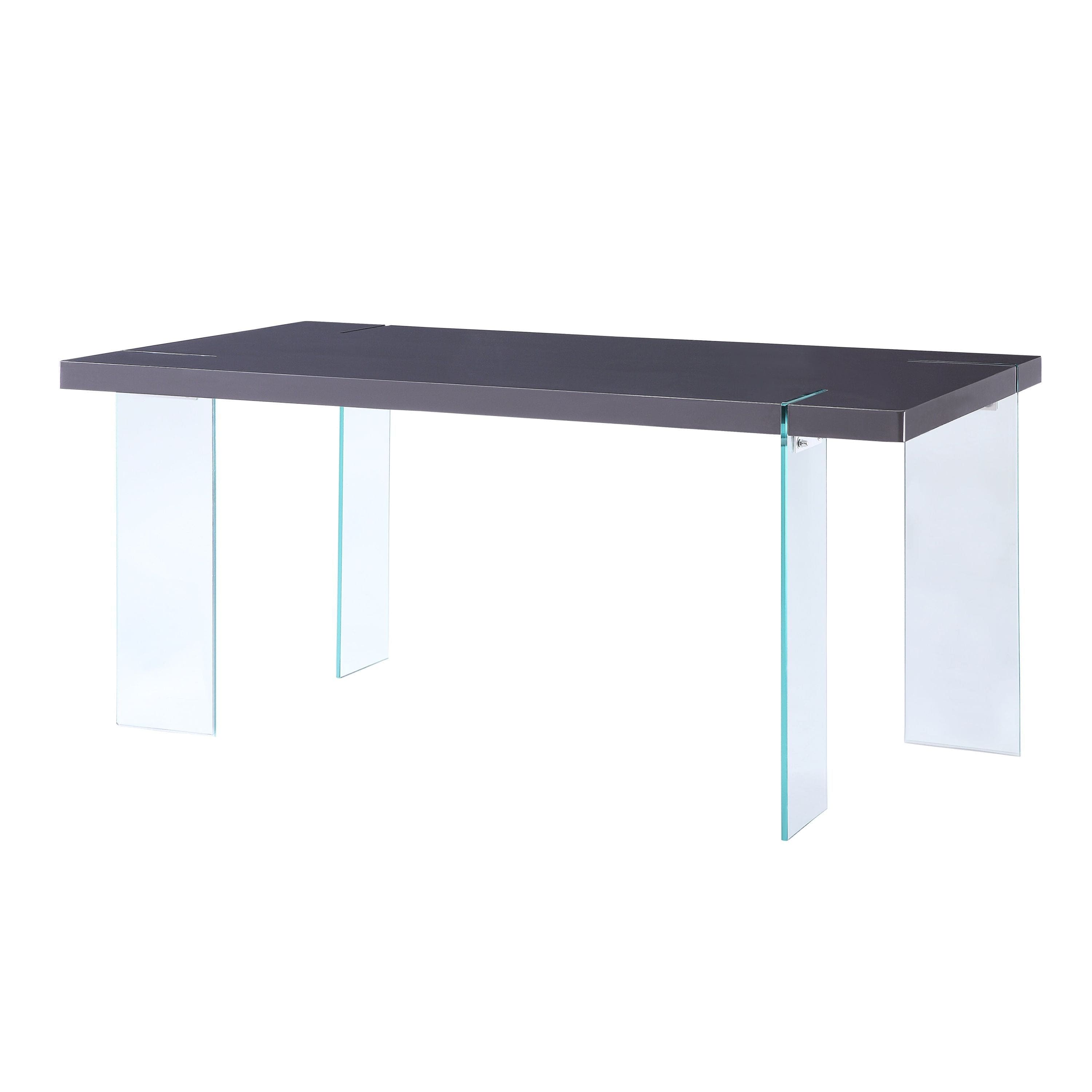 ACME Noland Dining Table, Gray High Gloss & Clear Glass (1Set/2Ctn) 72190