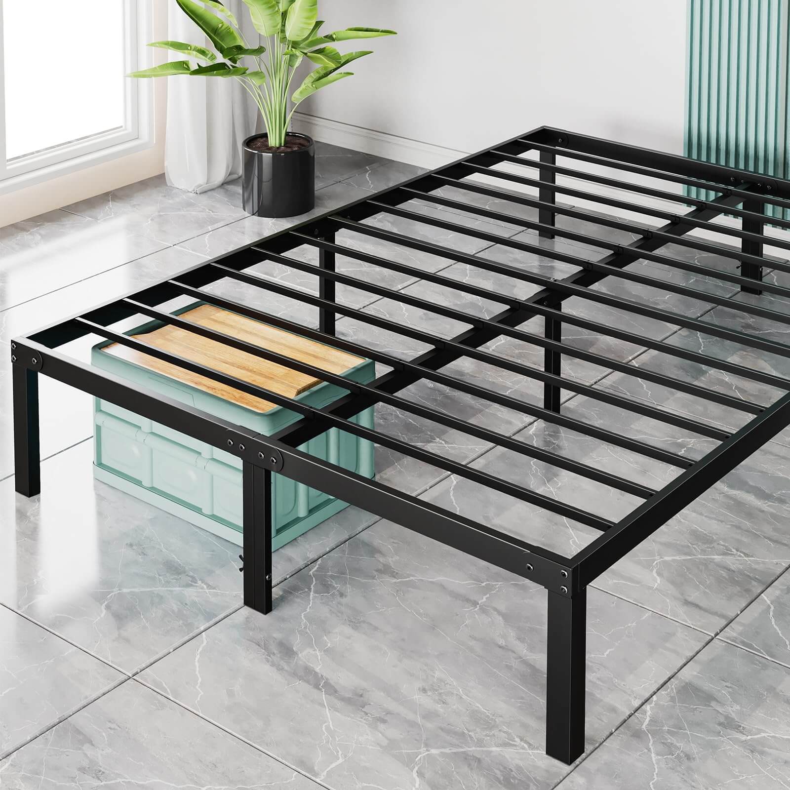 Heavy Duty Metal Bed Frame with Sturdy Steel Slat Support,KING