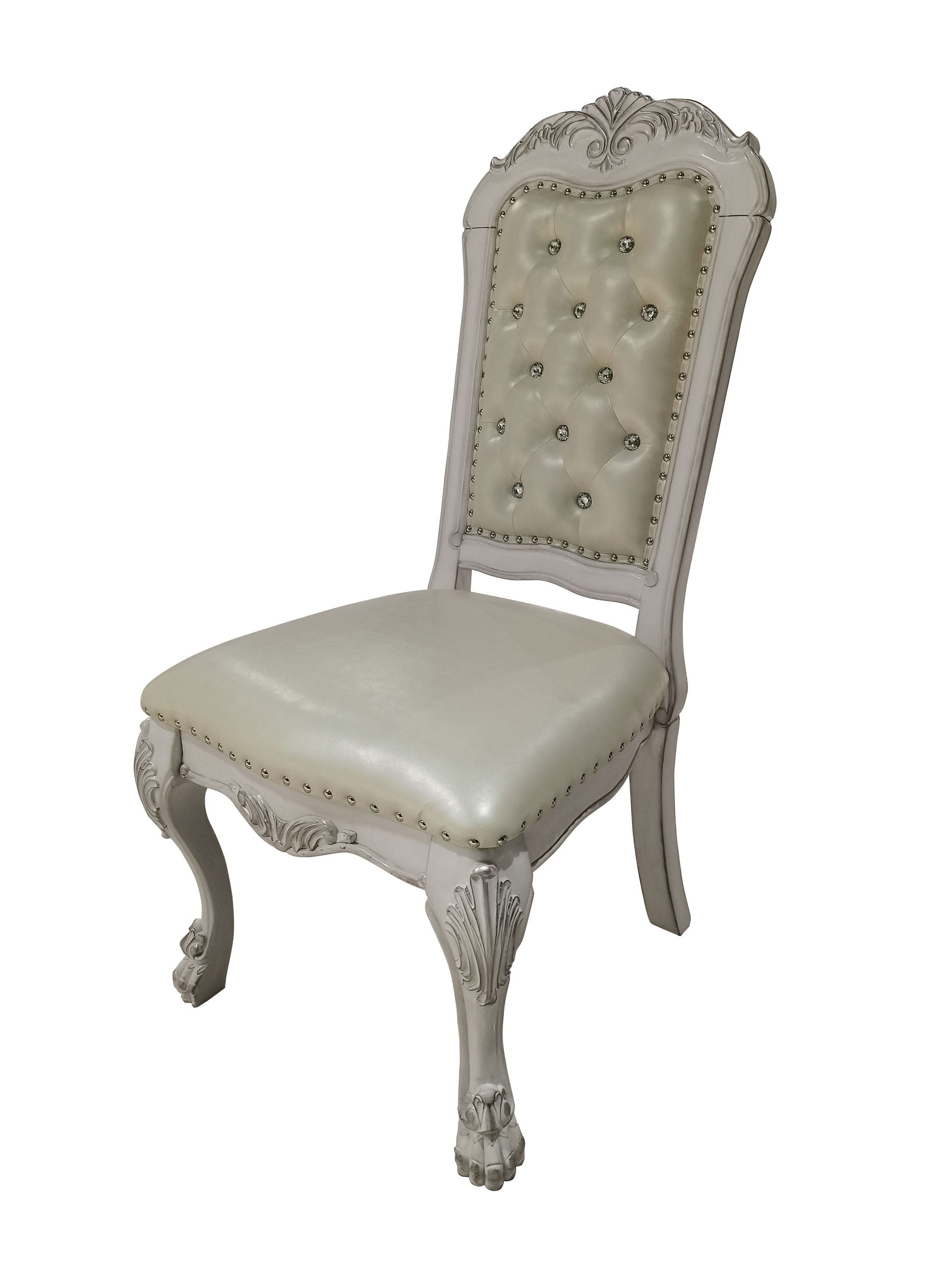 ACME Dresden  Side Chair (Set-2) in Fabric & Bone White Finish DN01701