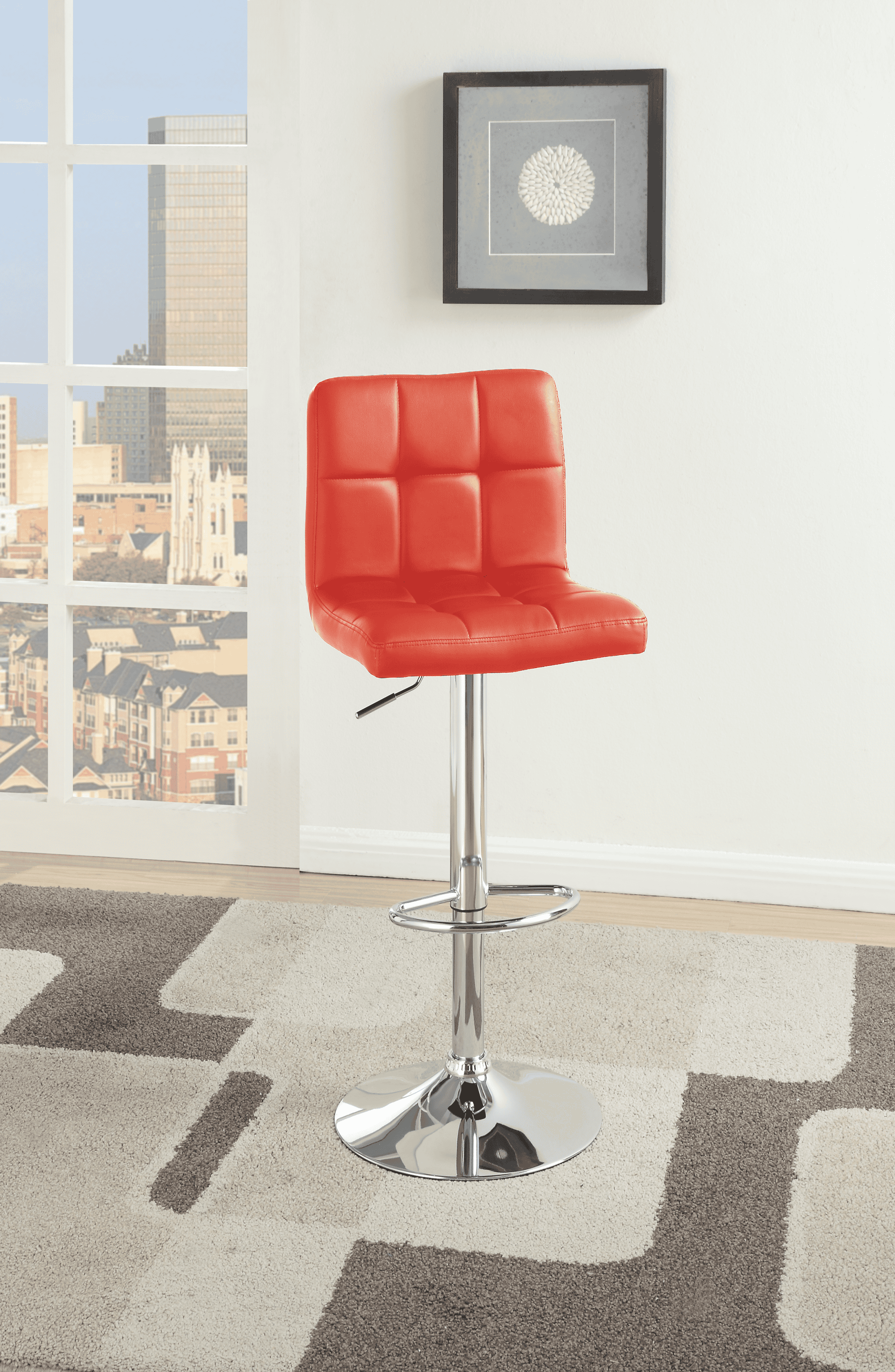 BAR STOOL in Red, Chrome