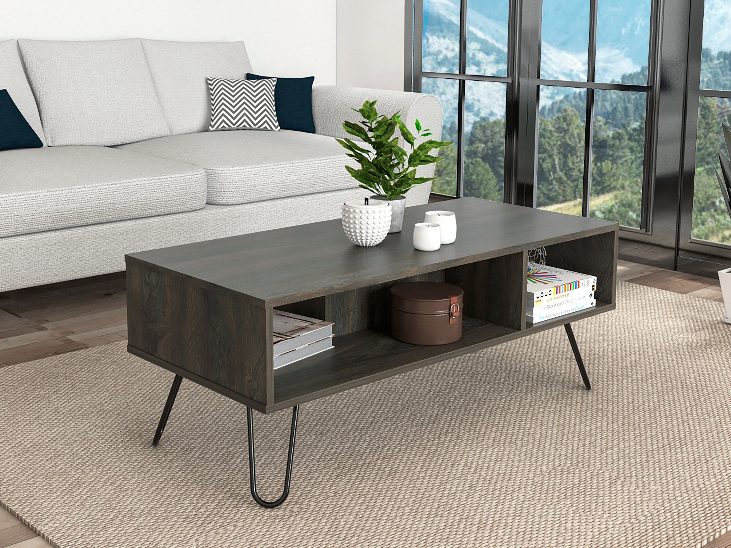 Coffee Table Minnesota, Two Shelves, Carbon Espresso Finish