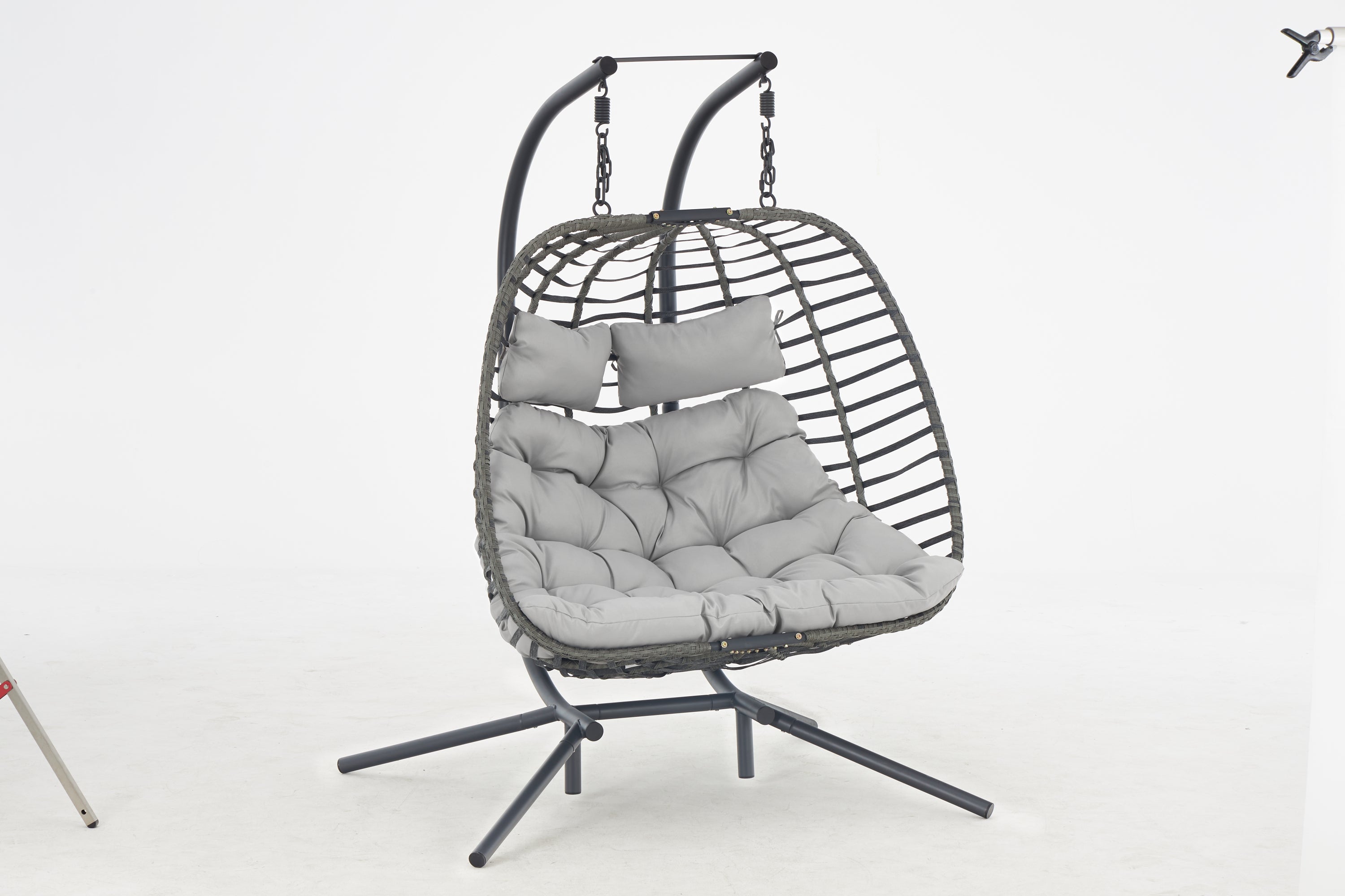 2 person Swing egg chair with rocking glide frame and cushion