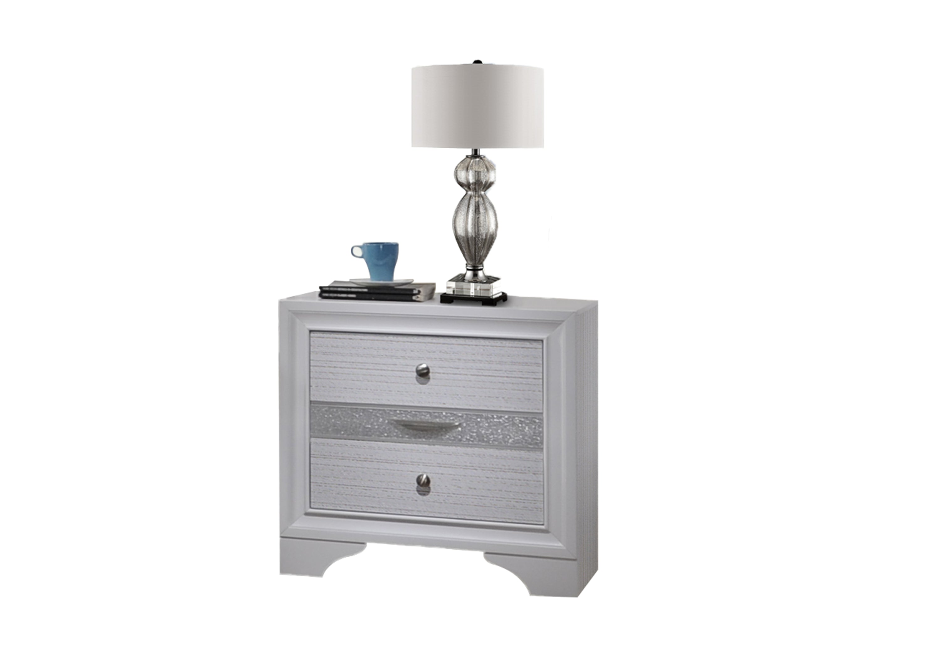 Traditional Matrix 2 Drawer Nightstand in White made with Wood