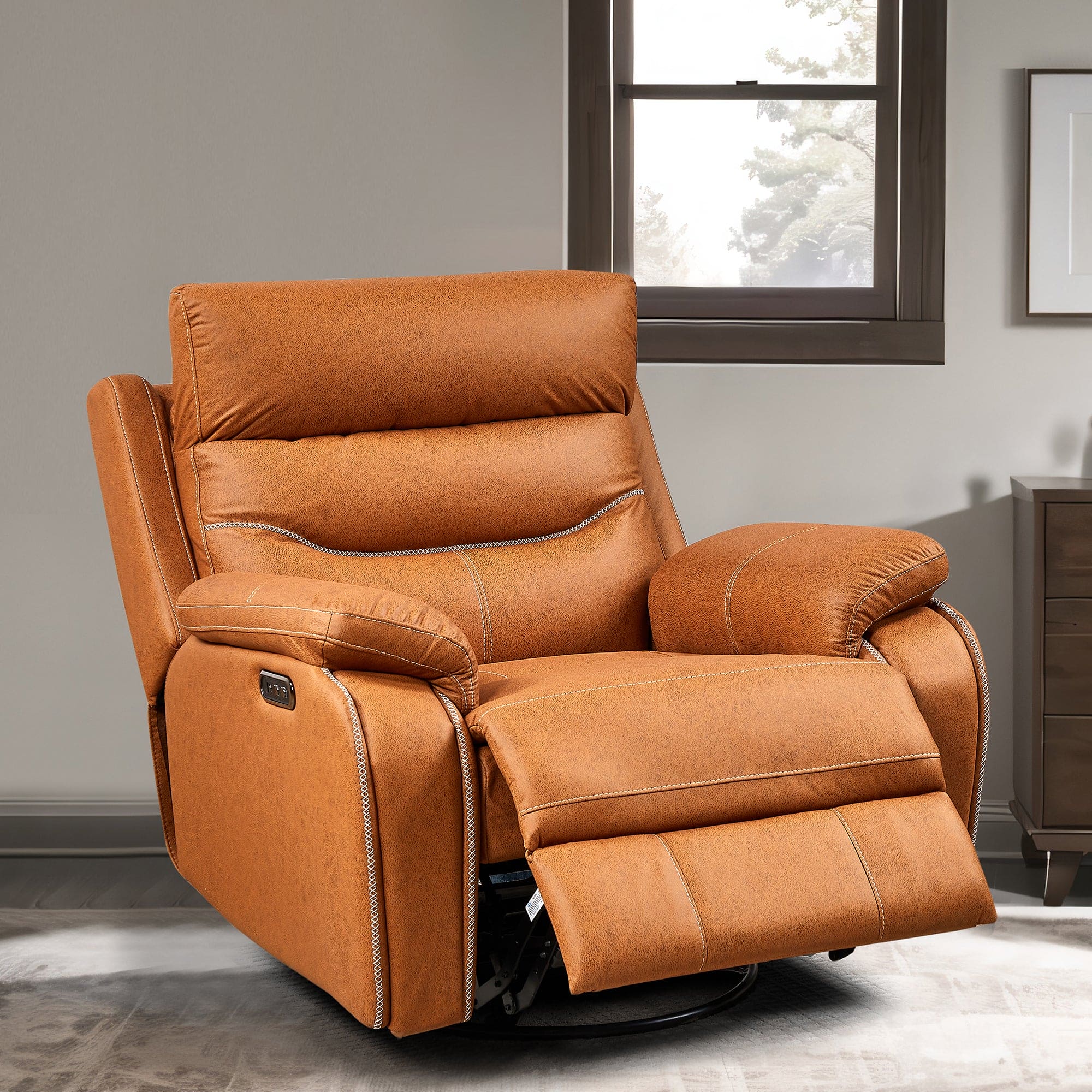 Liyasi Dual OKIN Motor Rocking and 240 Degree Swivel Single Sofa Seat recliner Chair  Infinite Position  ,Head rest with power function