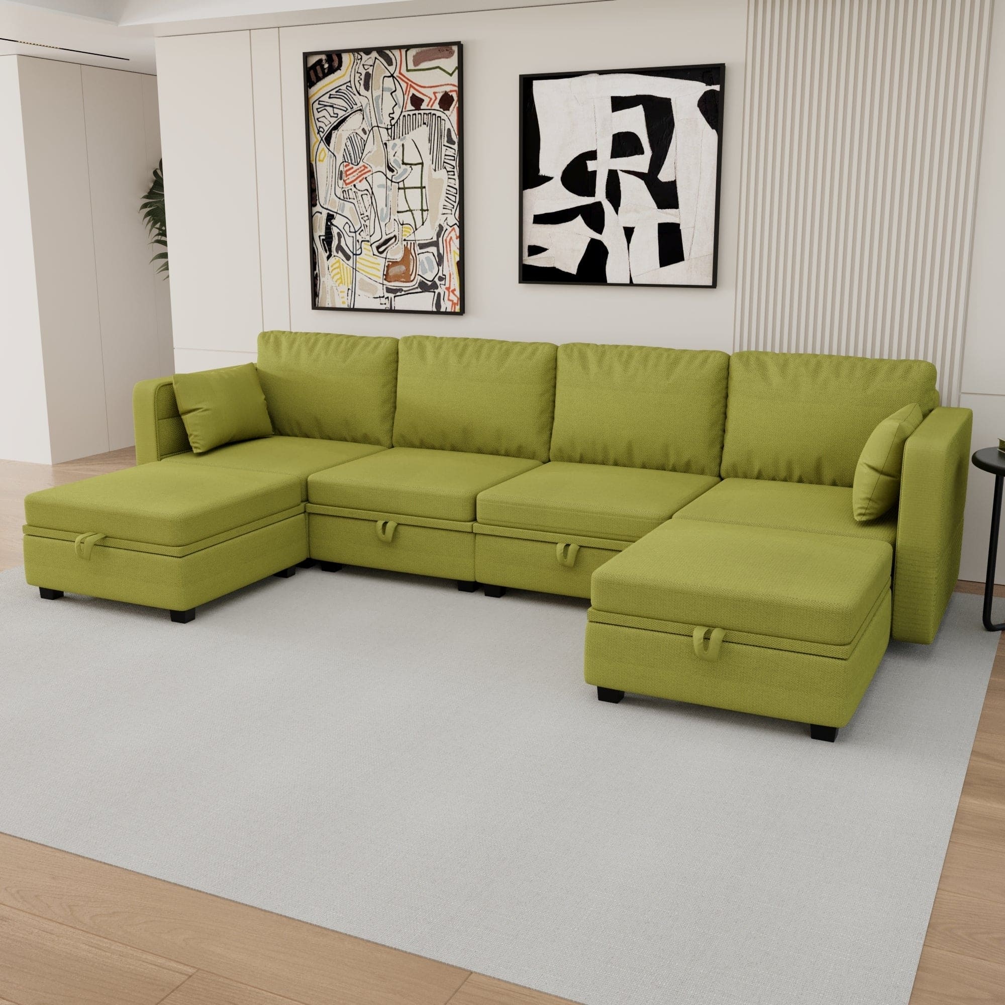 UNITED WE WIN Modular Sectional Sofa U Shaped Modular Couch with Reversible Chaise Modular Sofa Sectional Couch with Storage Seats