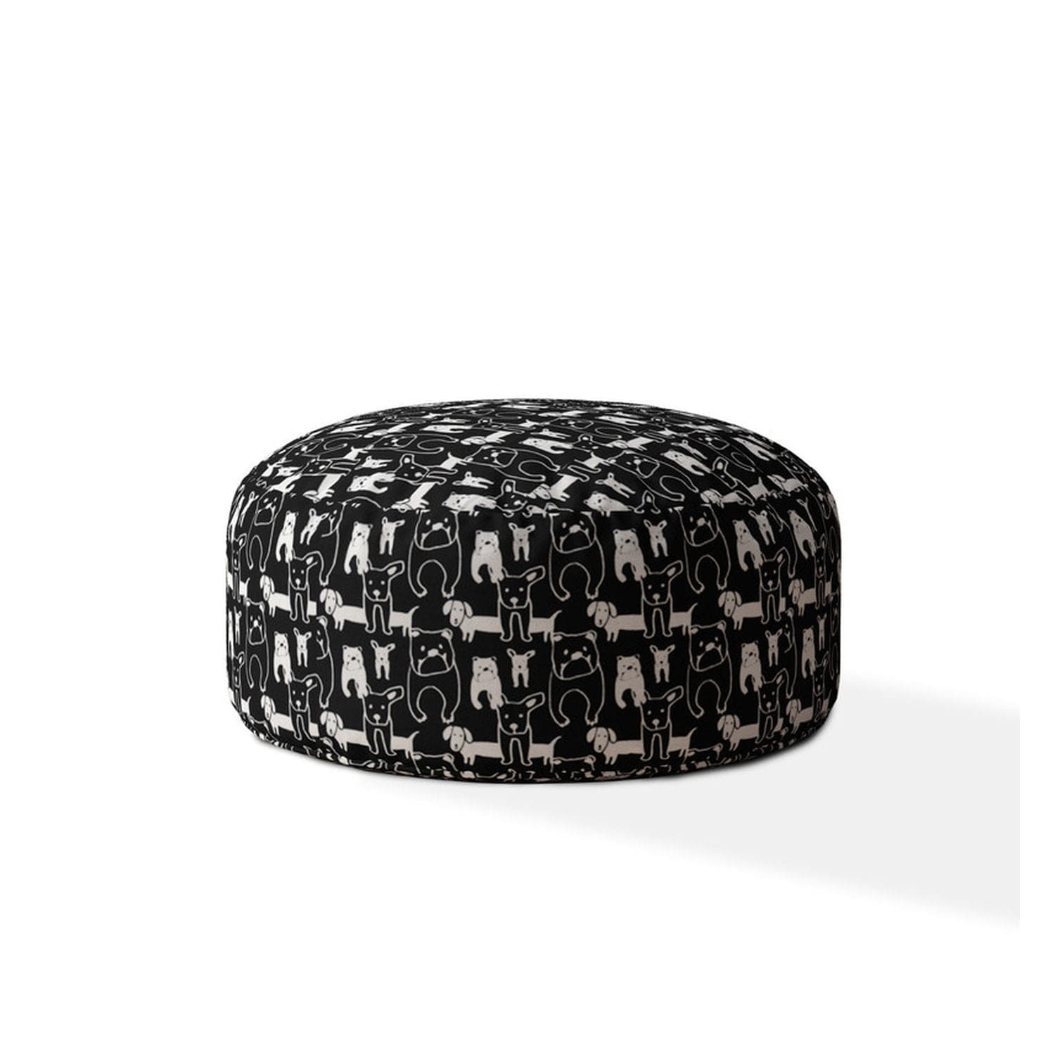 Indoor BUSTER Black Round Zipper Pouf - Cover Only - 24in dia x 20in tall