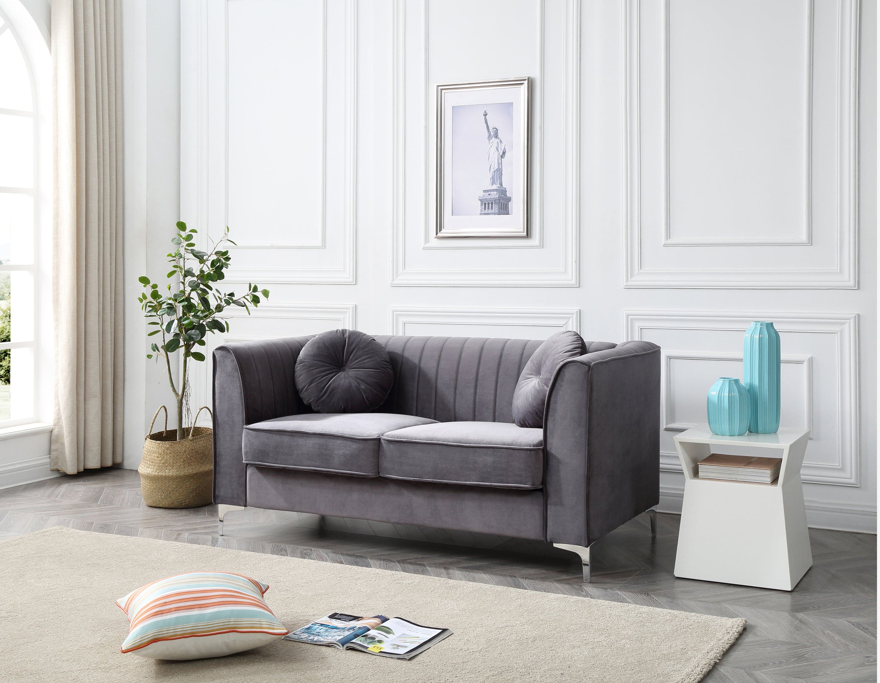 Glory Furniture Delray G790A-L Loveseat ( 2 Boxes ) , GRAY