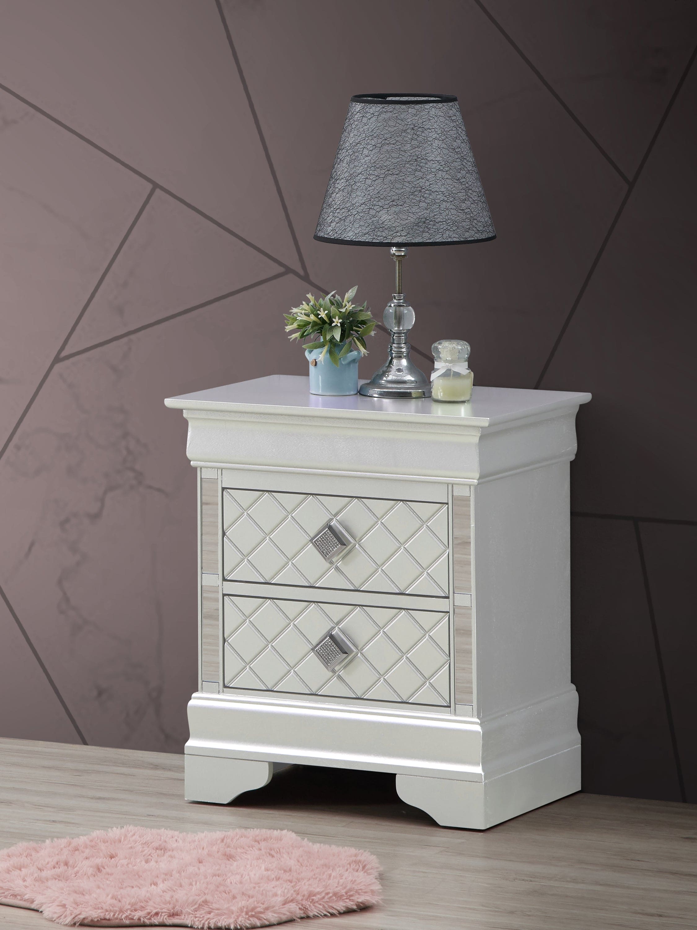 Glory Furniture Verona G6700-N Nightstand , Silver Champagne