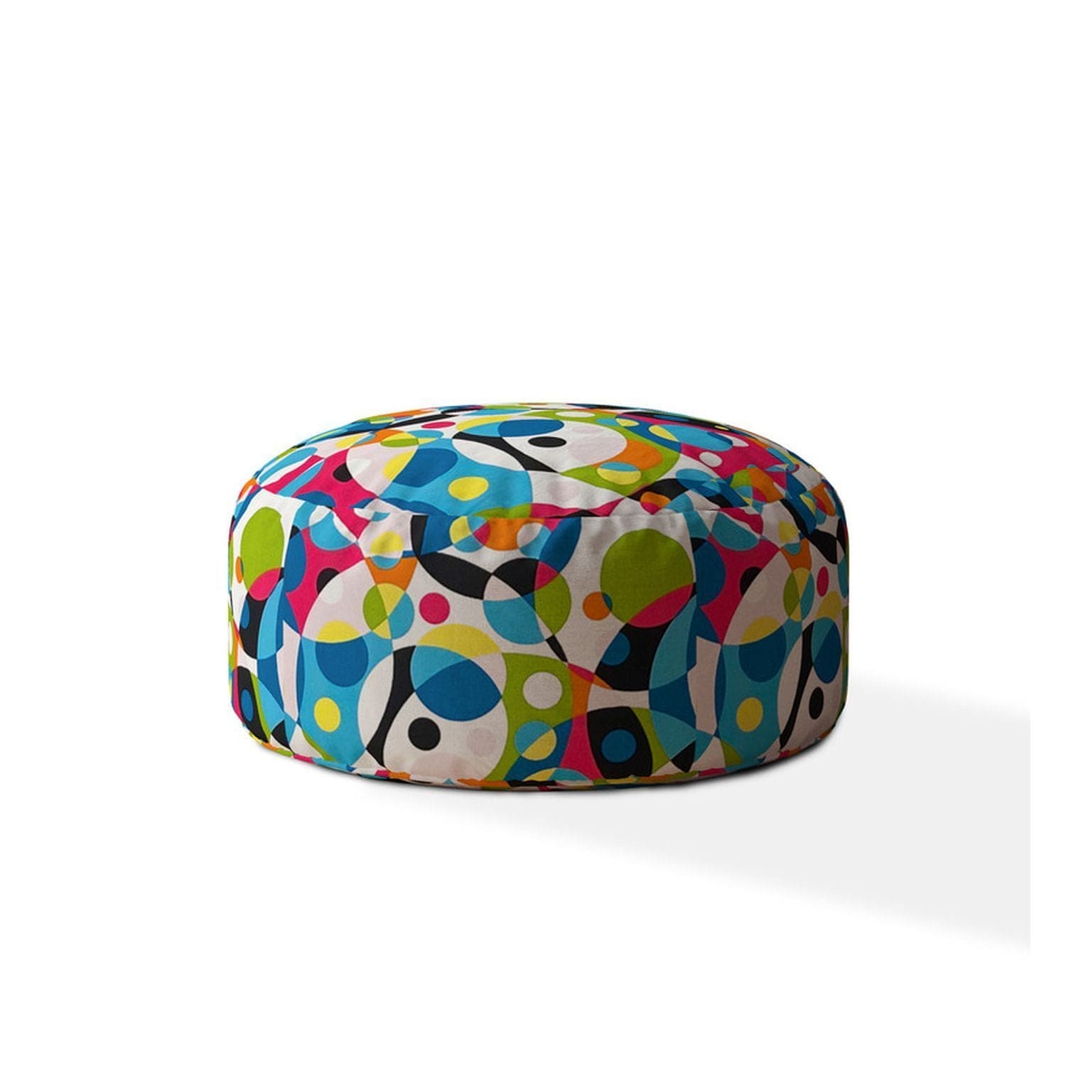 Indoor MOD Mod Round Zipper Pouf - Stuffed - Extra Beads Included! - 24in dia x 20in tall