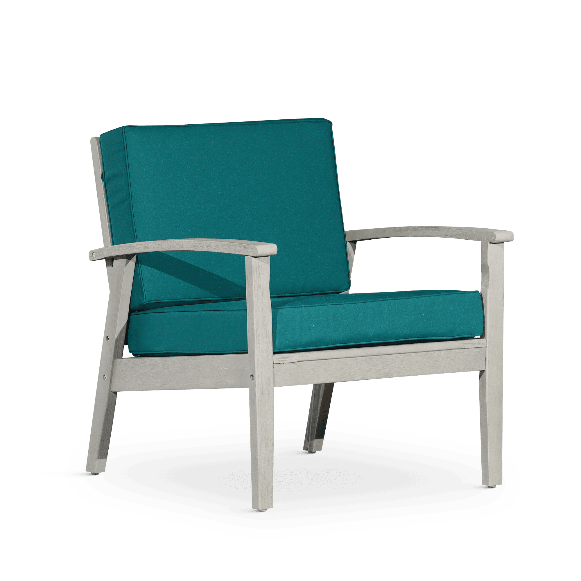 Deep Seat Eucalyptus Chair, Driftwood Gray Finish, Dark Green Cushions