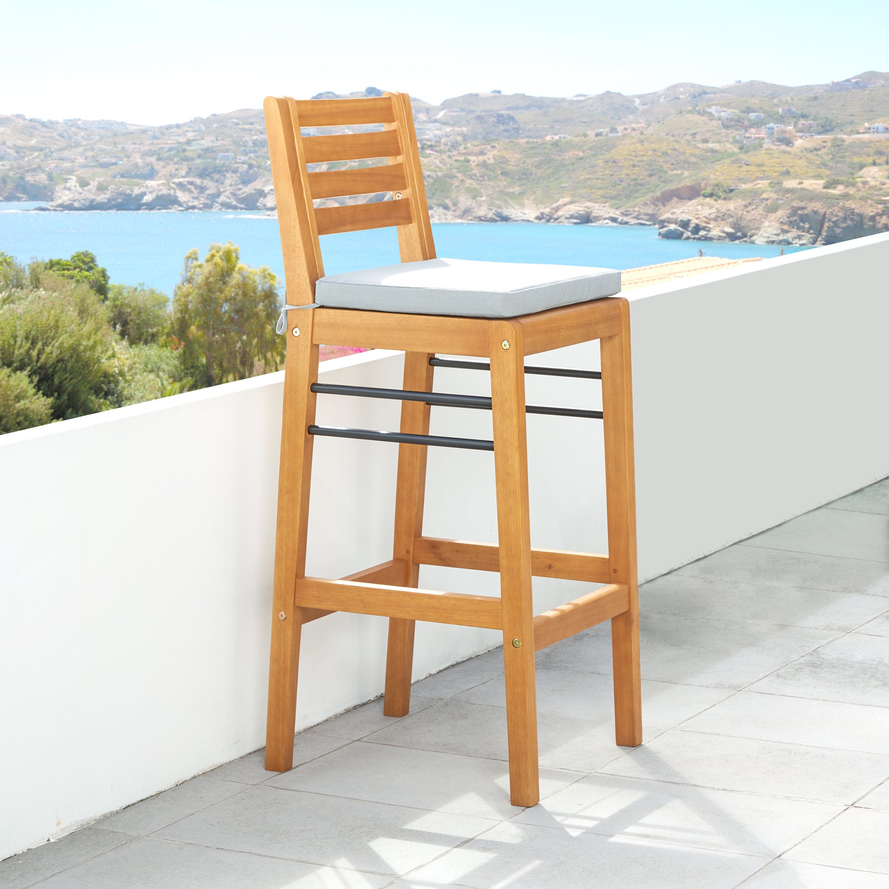 Carlton Honey Patio Wood Counter-Height Bar Chair