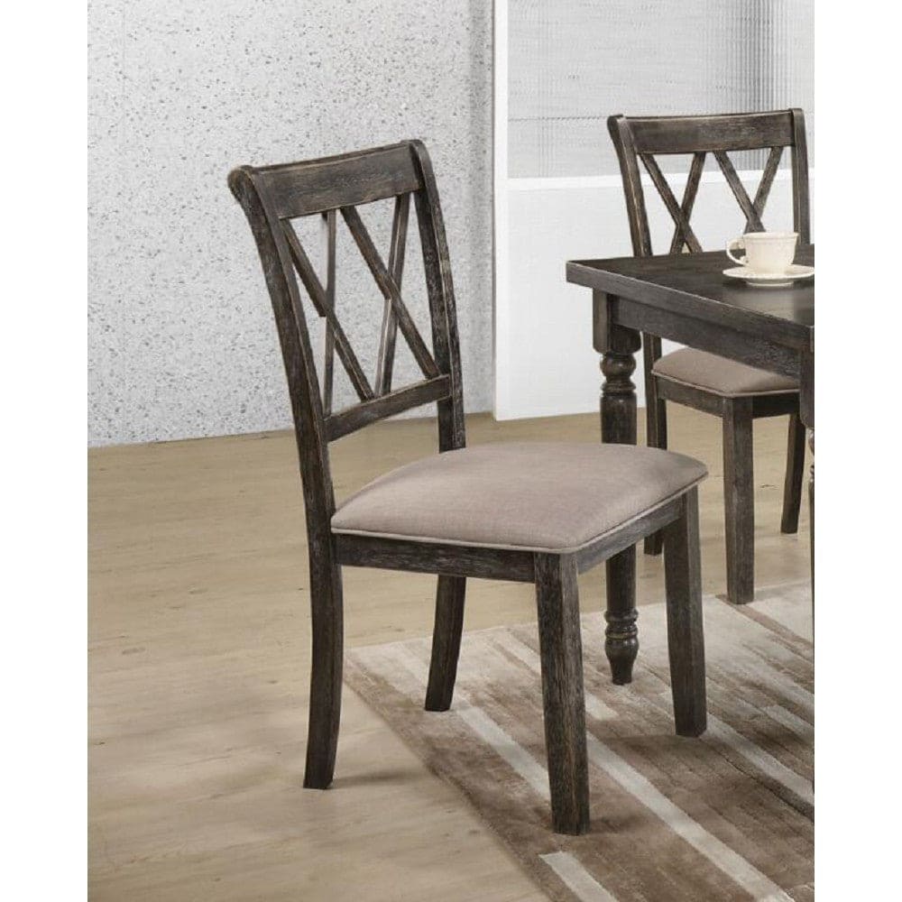 ACME Claudia II Side Chair (Set-2) in Fabric & Weathered Gray 71882