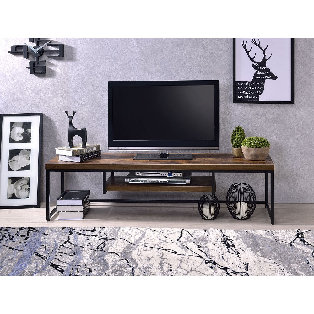 ACME Bob TV Stand in Weathered Oak & Black 91782