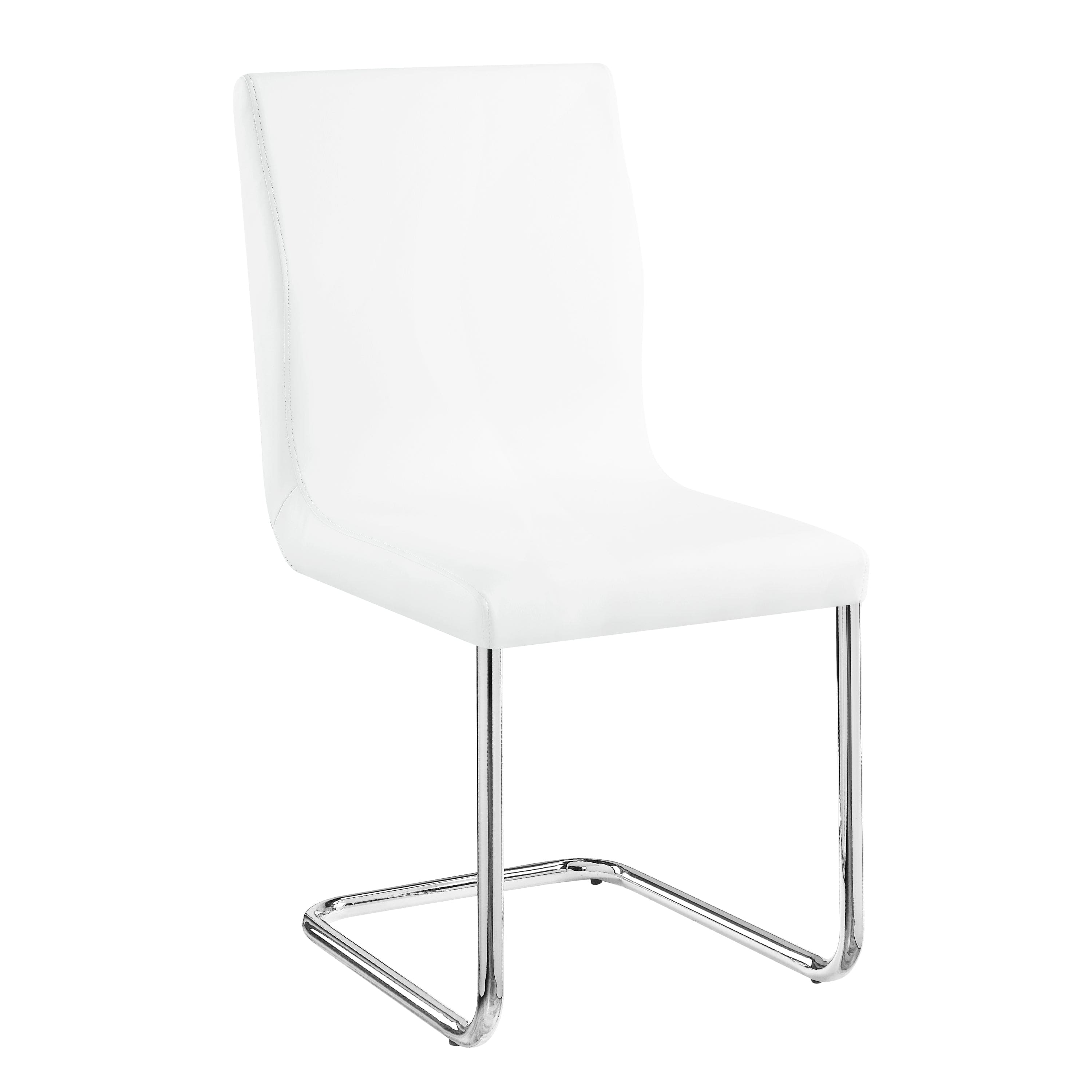 ACME Palton Side Chair (Set-2), White PU & Chrome Finish DN00733