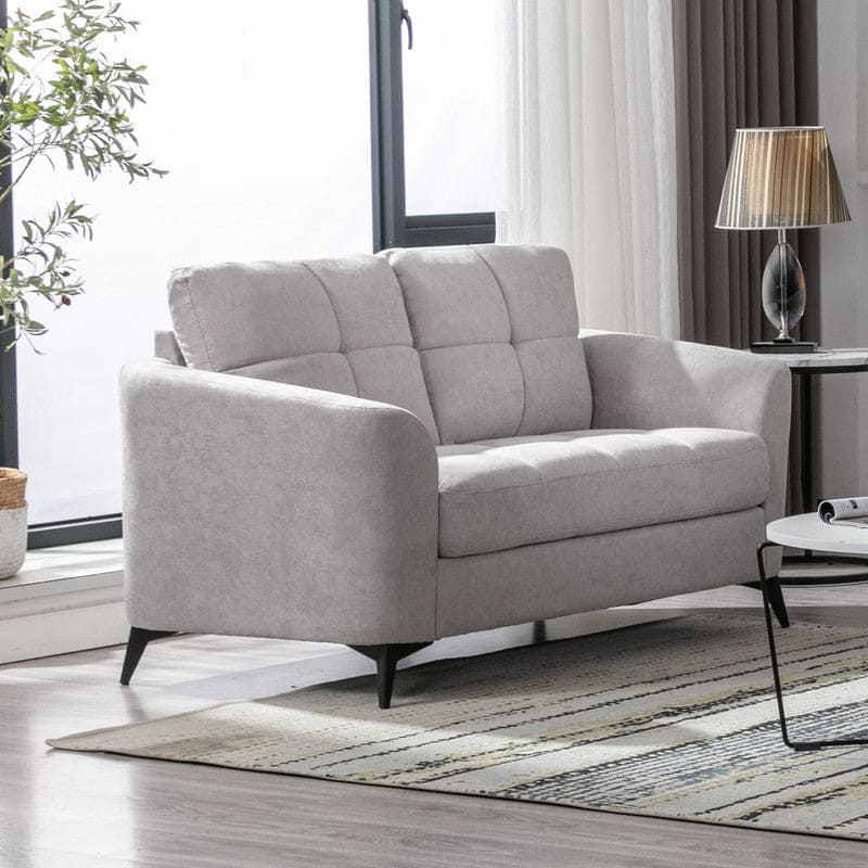 Callie Light Gray Velvet Fabric Loveseat