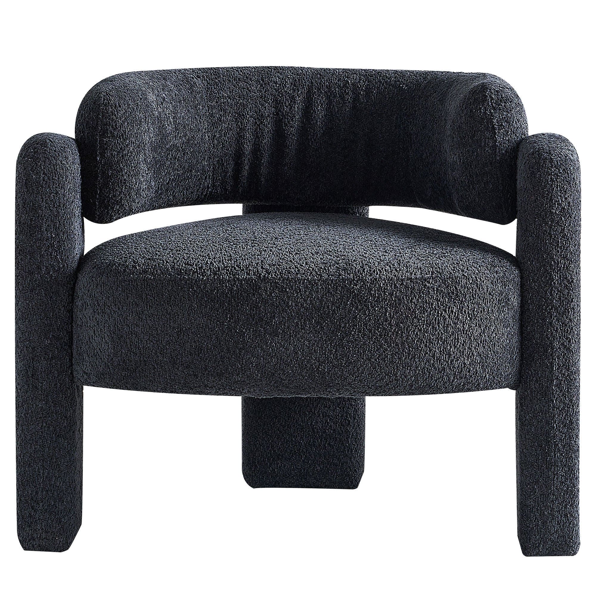 34.65" Wide Boucle Upholstery Accent Chair Dark Grey