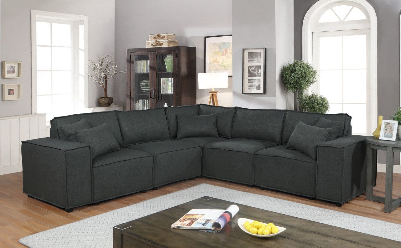 Jenson Modular Sectional Sofa in Dark Gray Linen