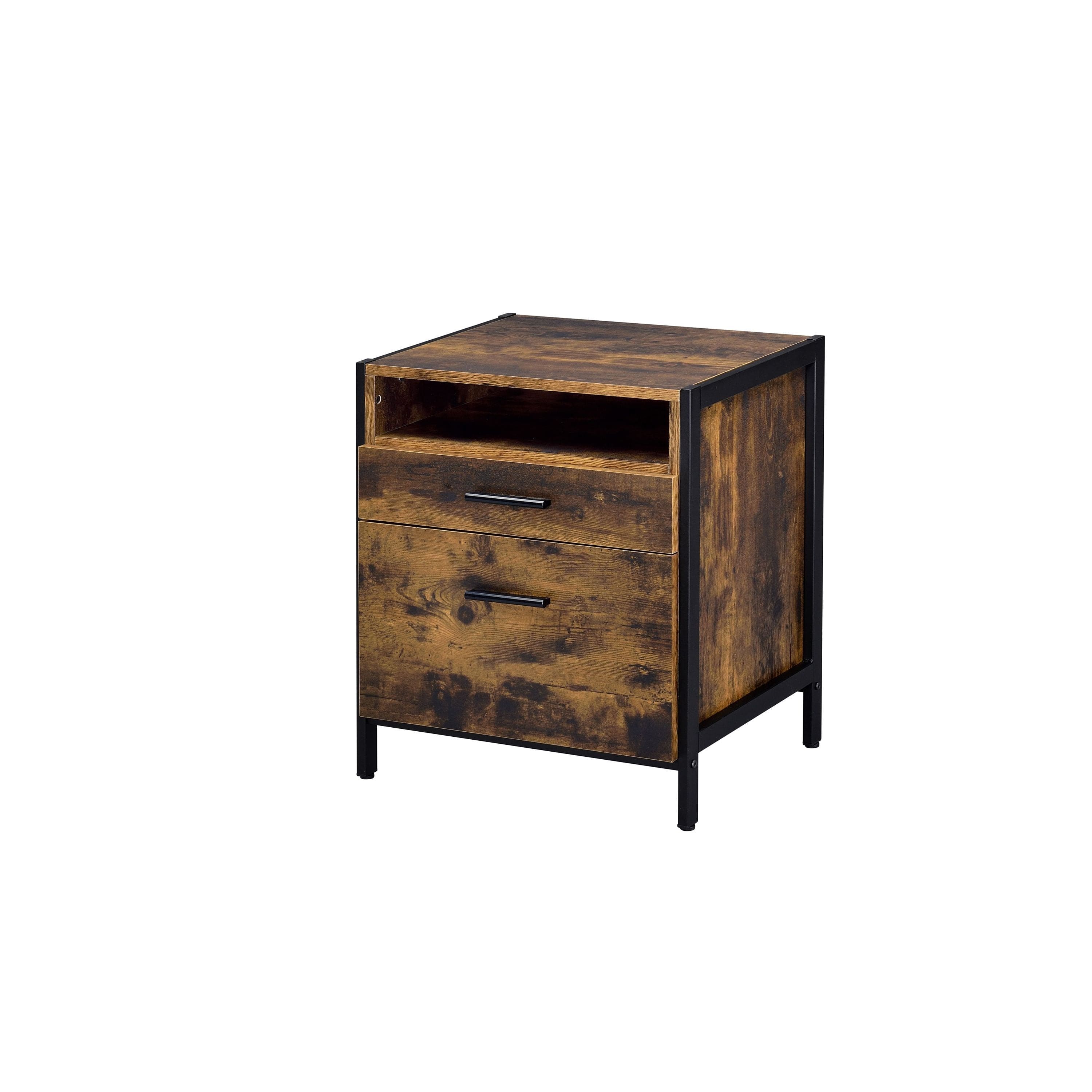 ACME Juvanth Nightstand in Rustic Oak & Black Finish 24263