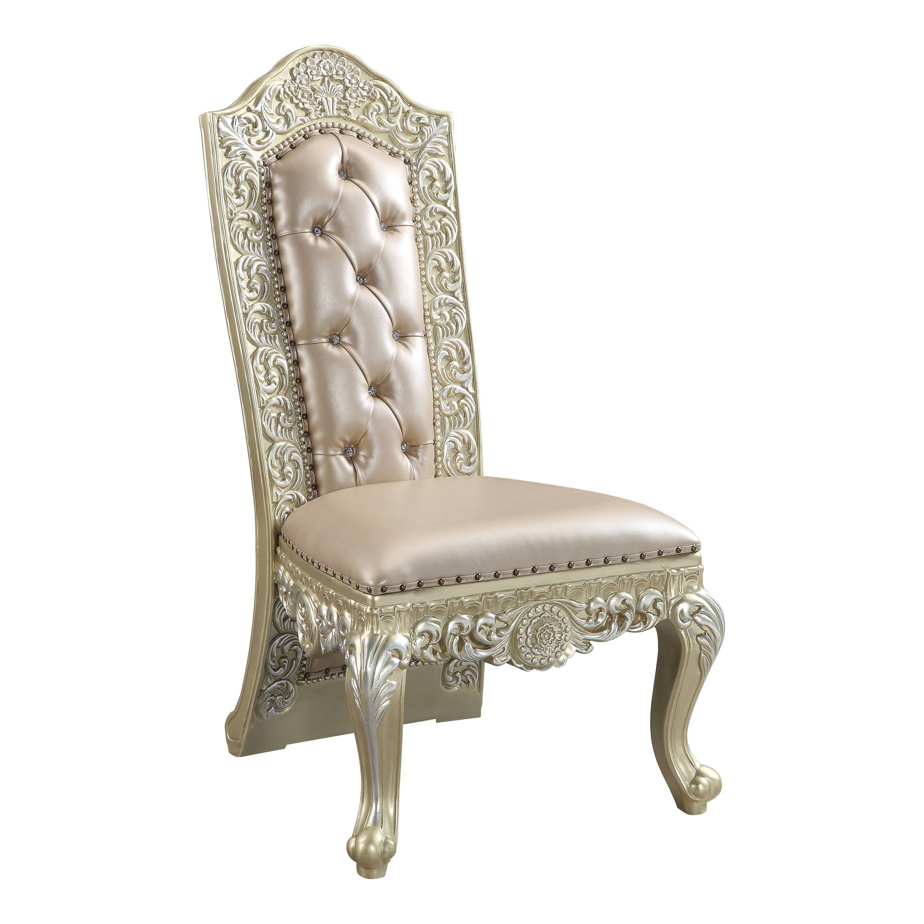 ACME Vatican Side Chair (1Pc/1Ctn), PU & Champagne Silver Finish DN00468