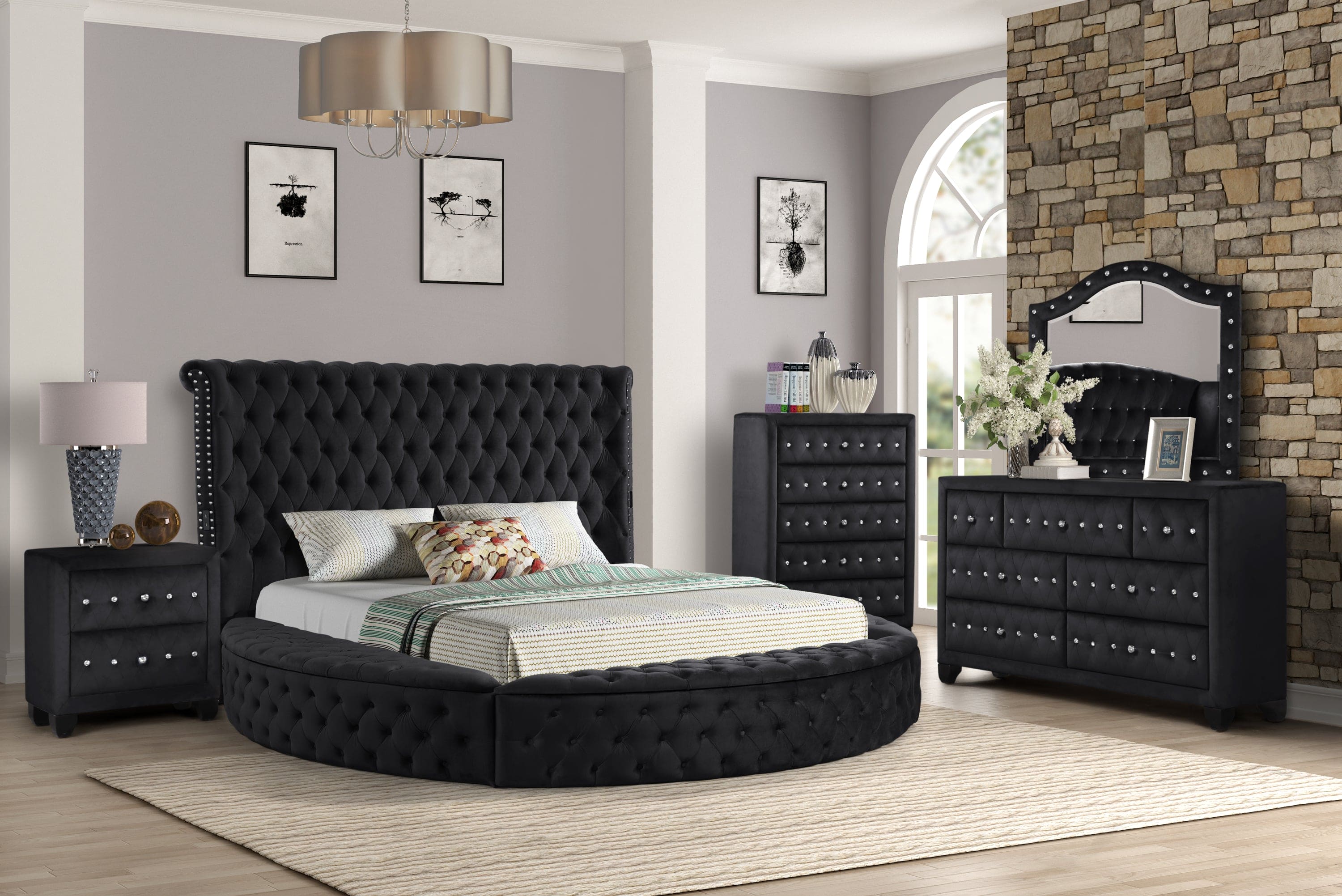 Hazel King 4 Pc Bedroom Set Made With Wood In Black Color