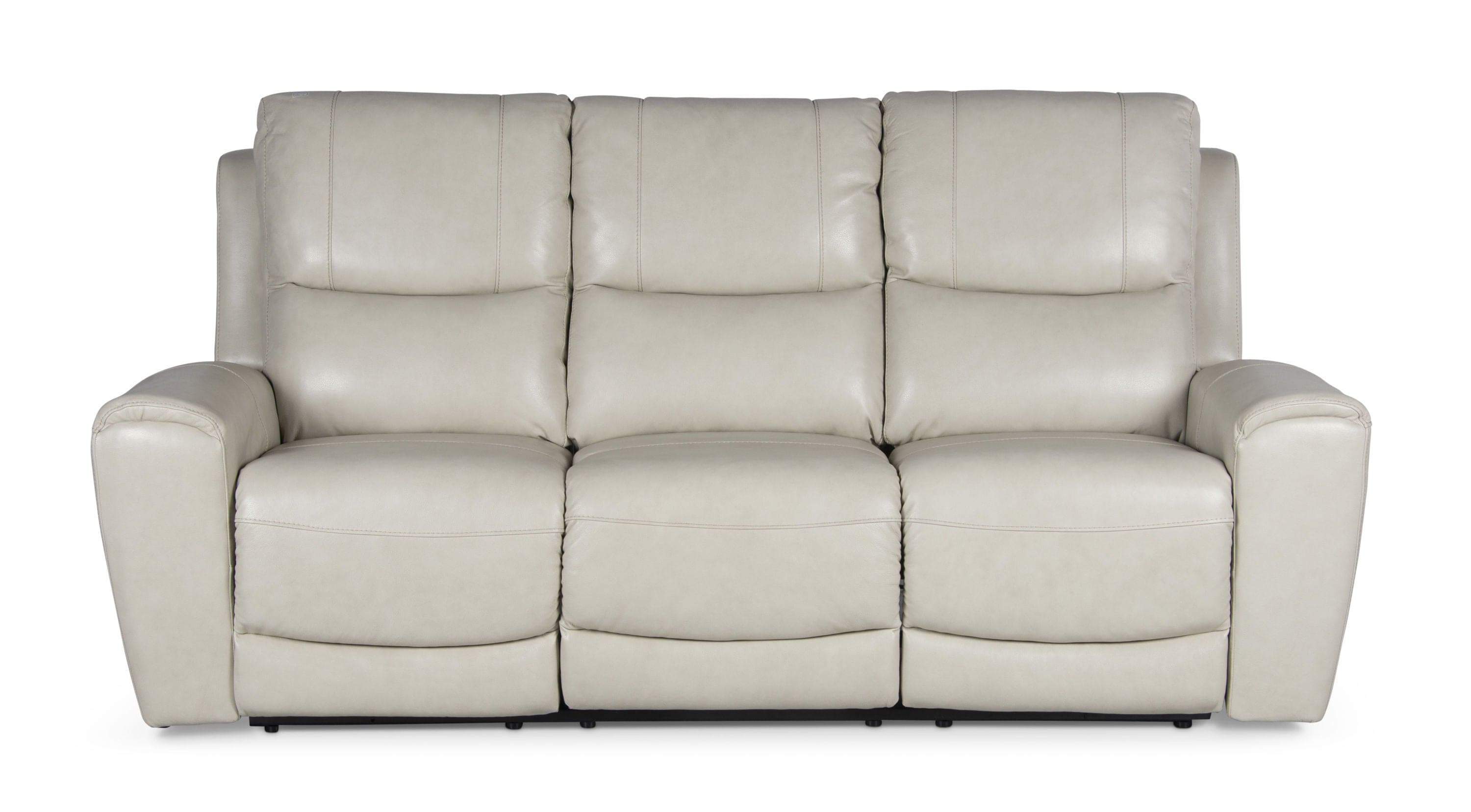 Contemporary Leather Collection - Power Leg Rest, Articulating Headrest - USB Charging, Home Button - Ivory Dual Reclining Sofa, Stylish and Convenient