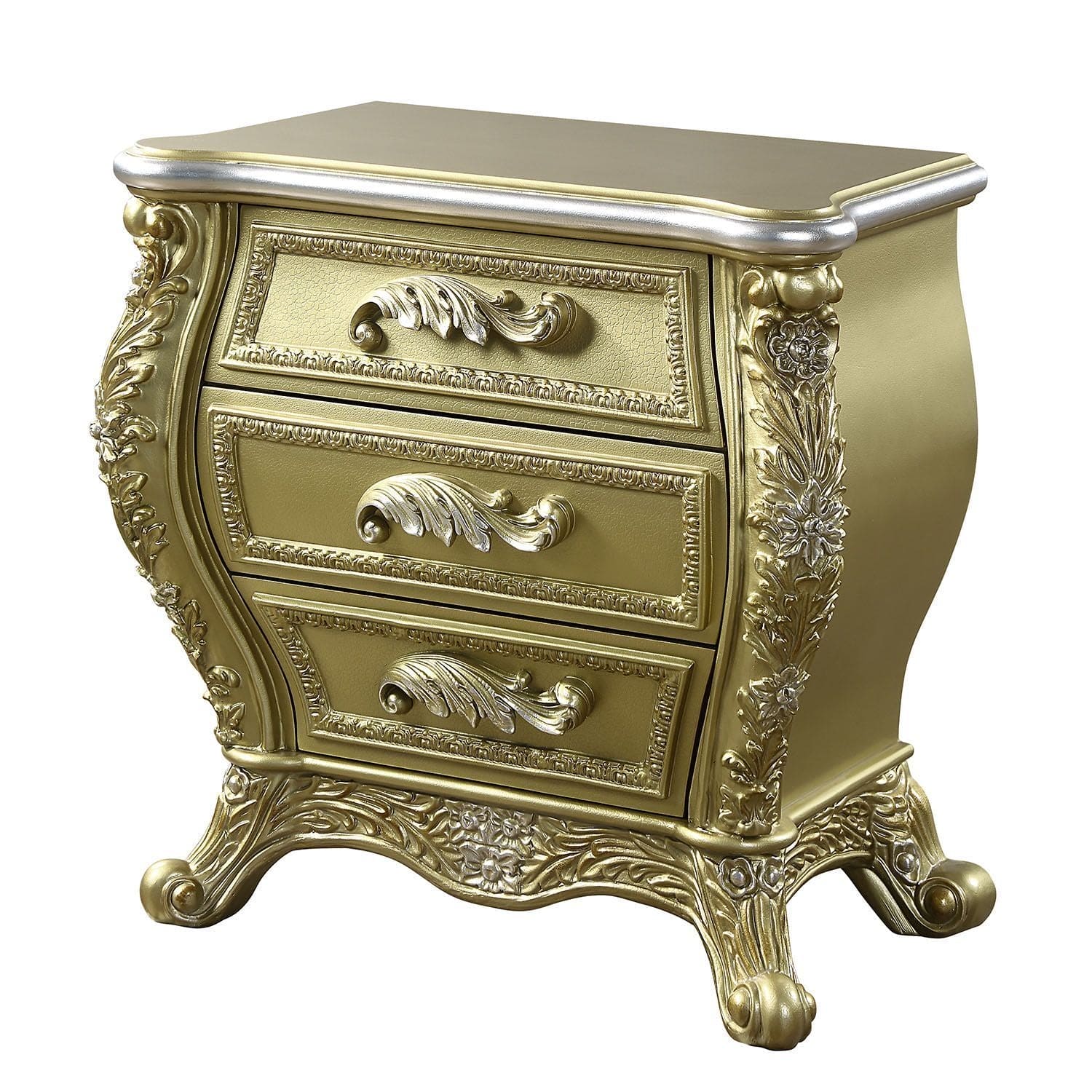 ACME Cabriole NIGHTSTAND Gold Finish BD01464