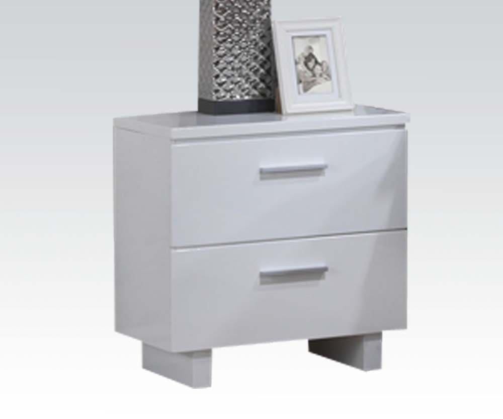 ACME Lorimar Nightstand in White & Chrome Leg 22633