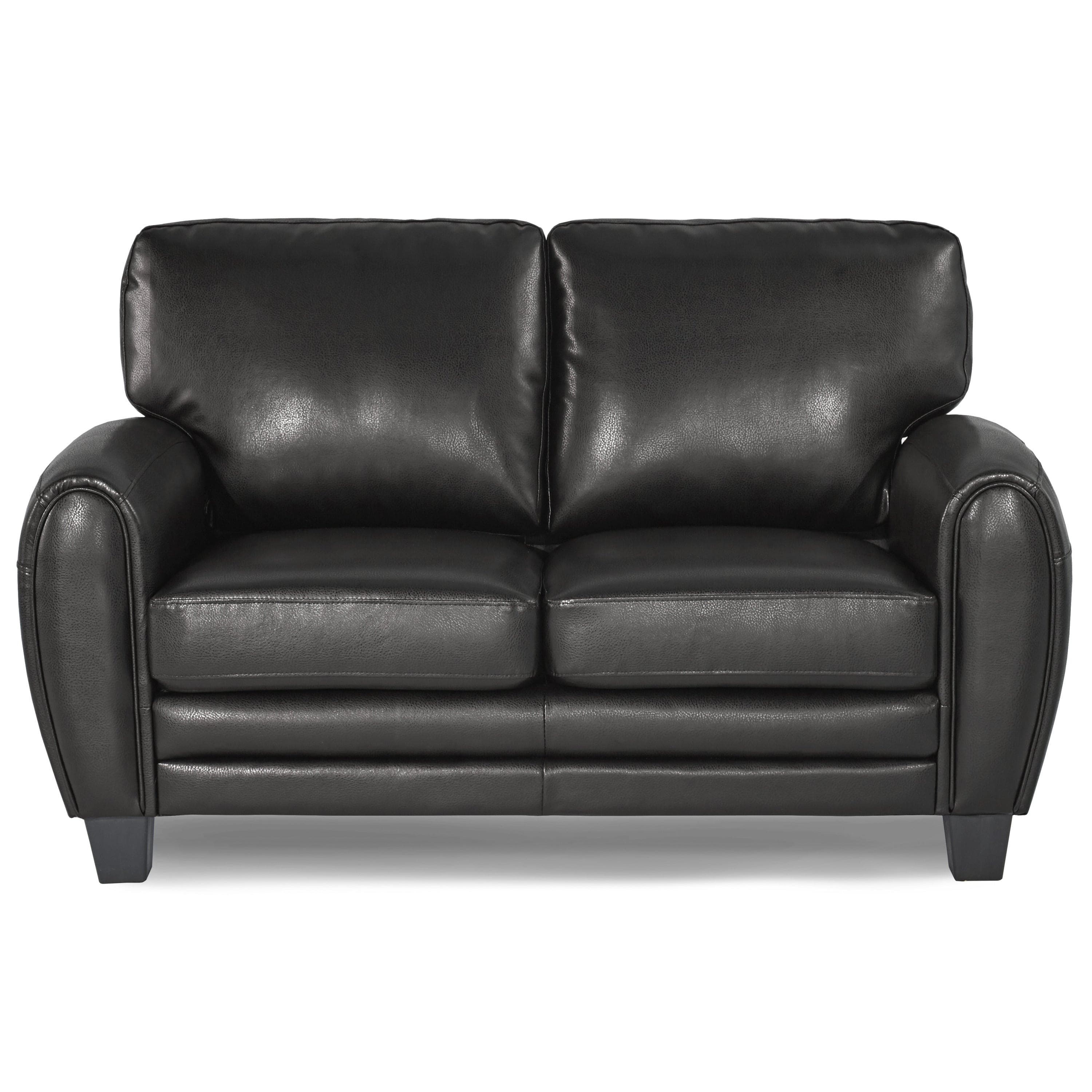 Modern Living Room Furniture 1pc Loveseat Black Faux Leather Covering Retro Styling Furniture