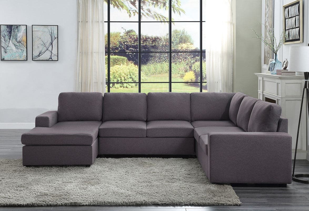 Warren Sectional Sofa with Reversible Chaise in Dark Gray Linen