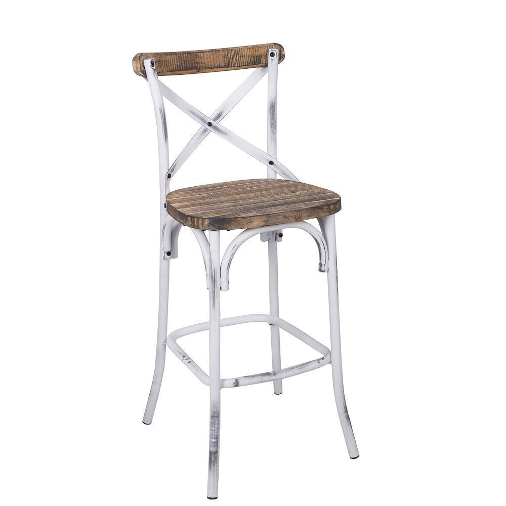 ACME Zaire Bar Chair (1Pc) in Antique White & Antique Oak 96642