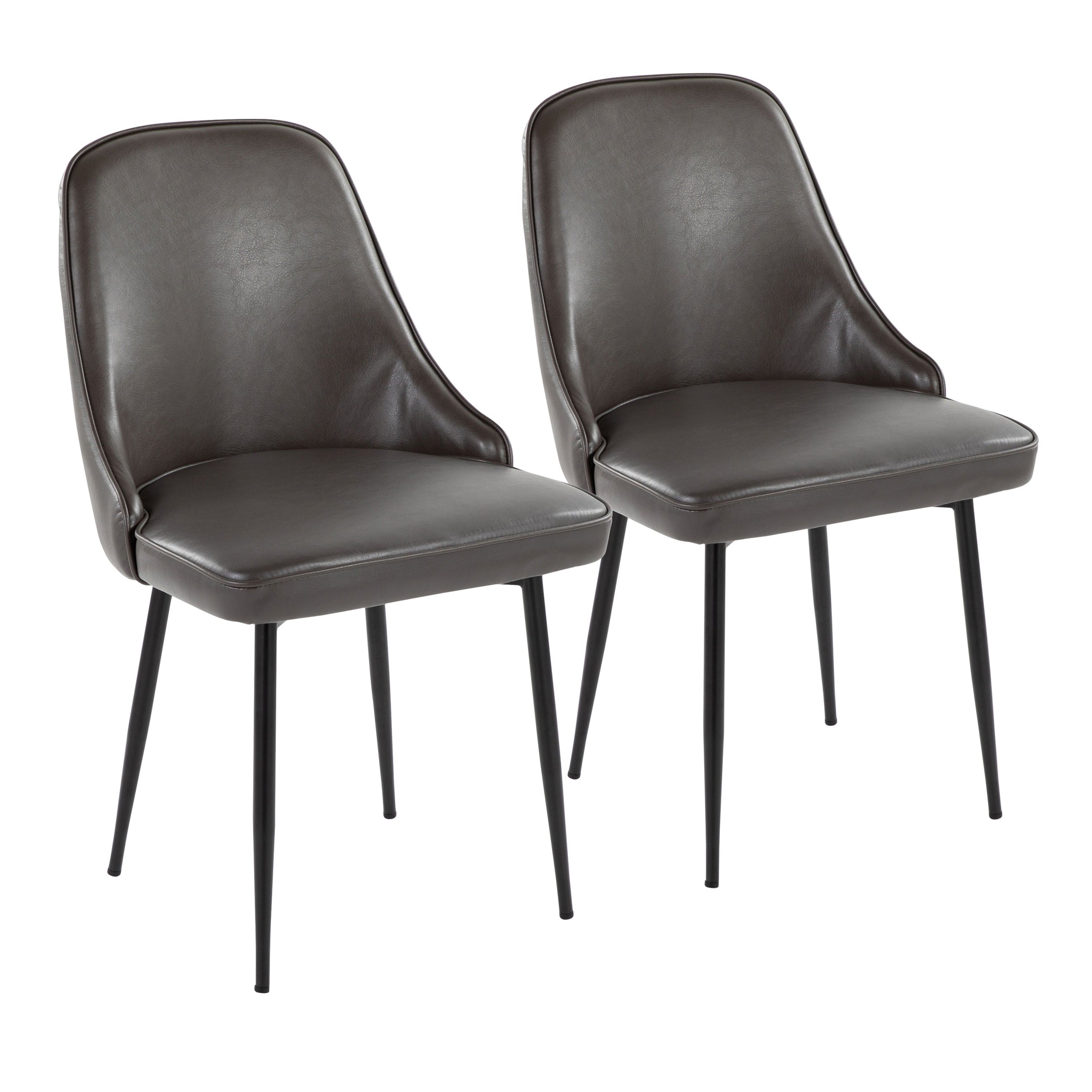 Marcel Contemporary Dining Chair with Black Frame and Grey Faux Leather by LumiSource - Set of 2