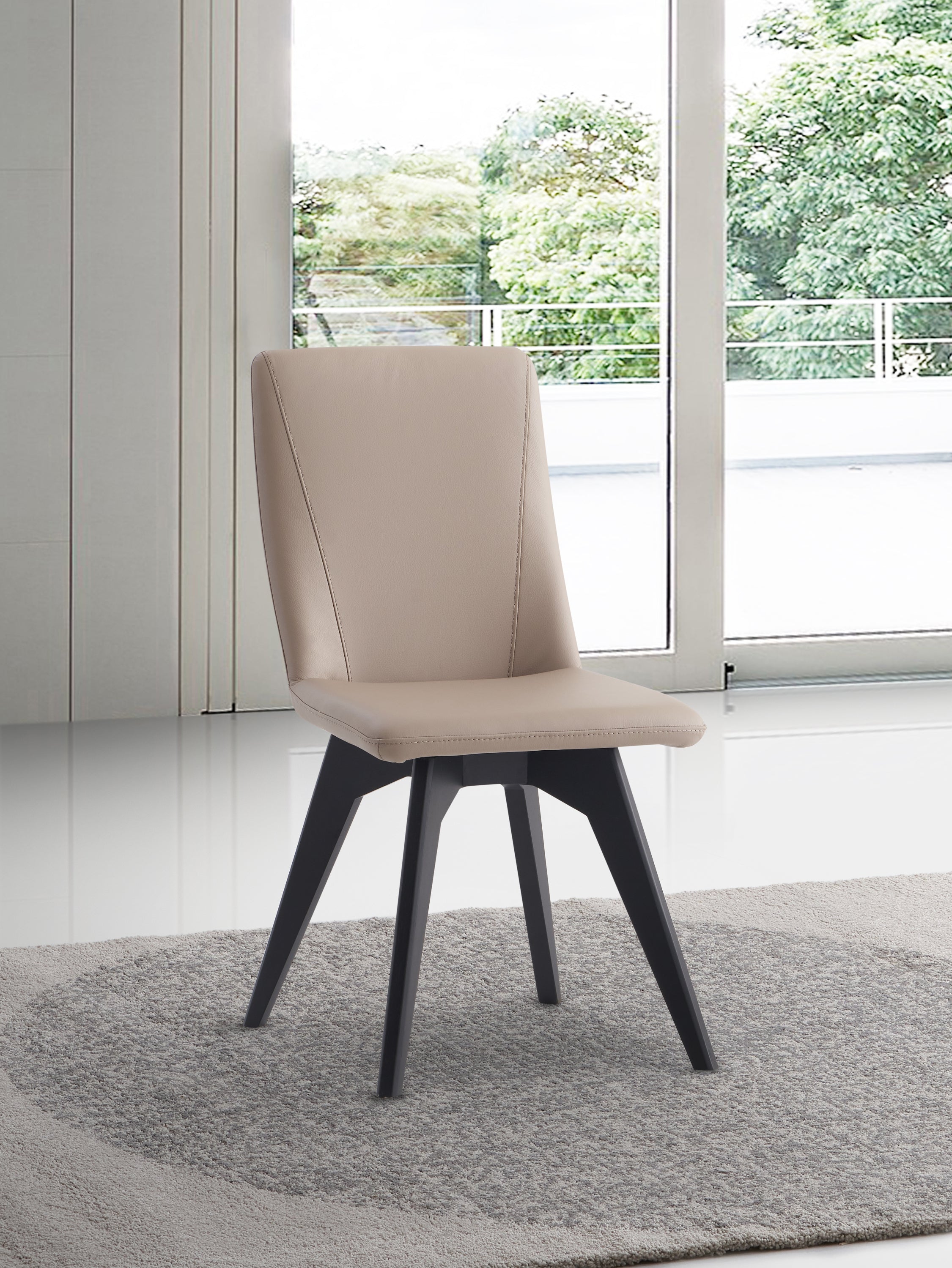 ACME Redmond Side Chair (Set-2), Khaki Leather & Black Finish DN02399