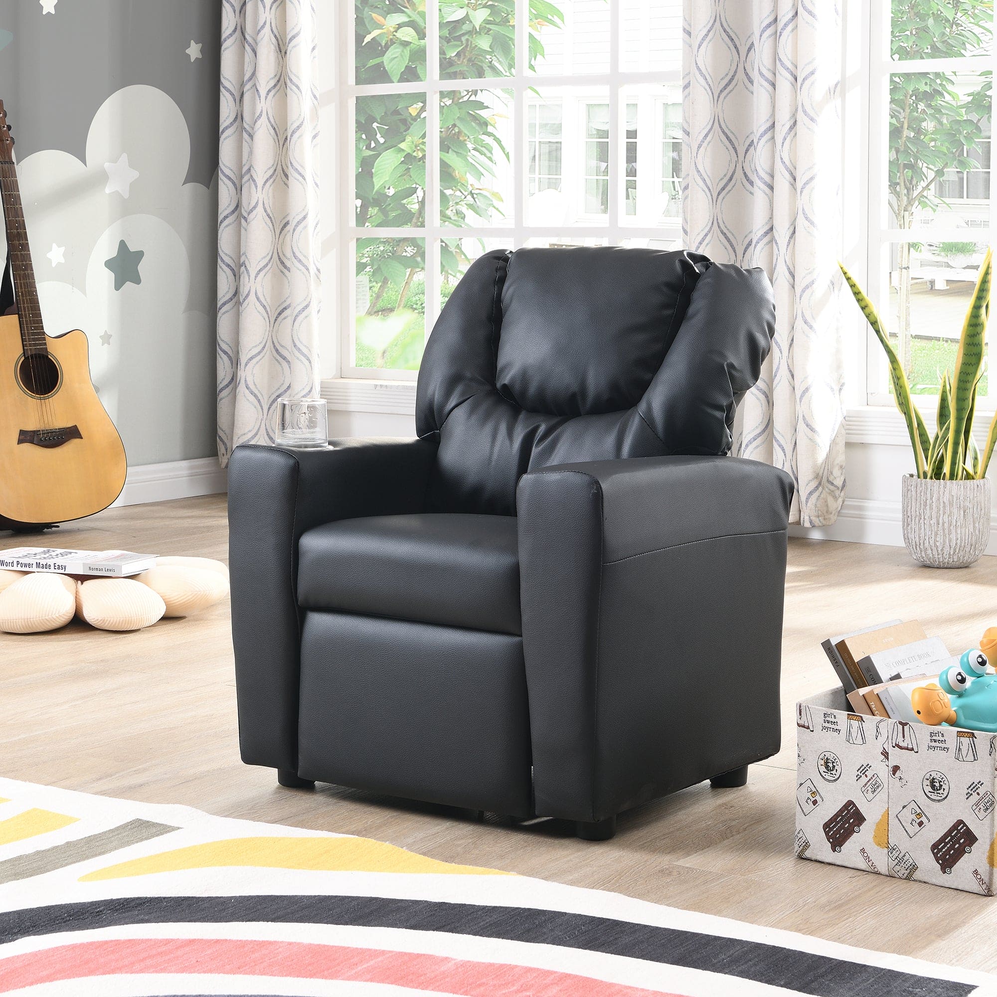 Kids Recliner Chair  Black PVC