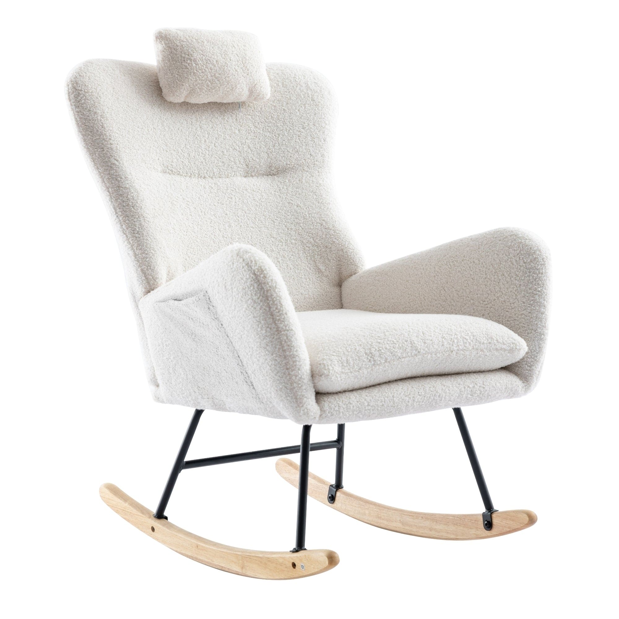 35.5 inch Rocking Chair with Pocket, (white)