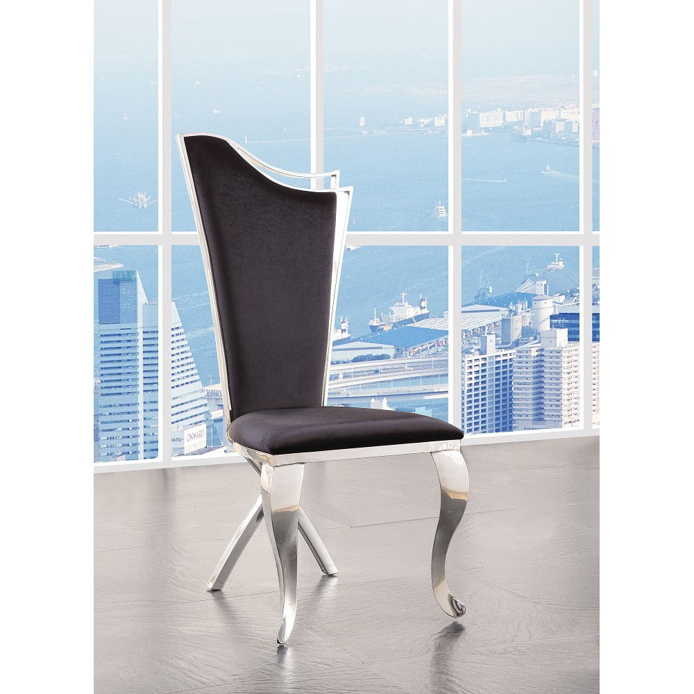 ACME Cyrene Side Chair (Set-2) in Fabric & Stainless Steel 62079