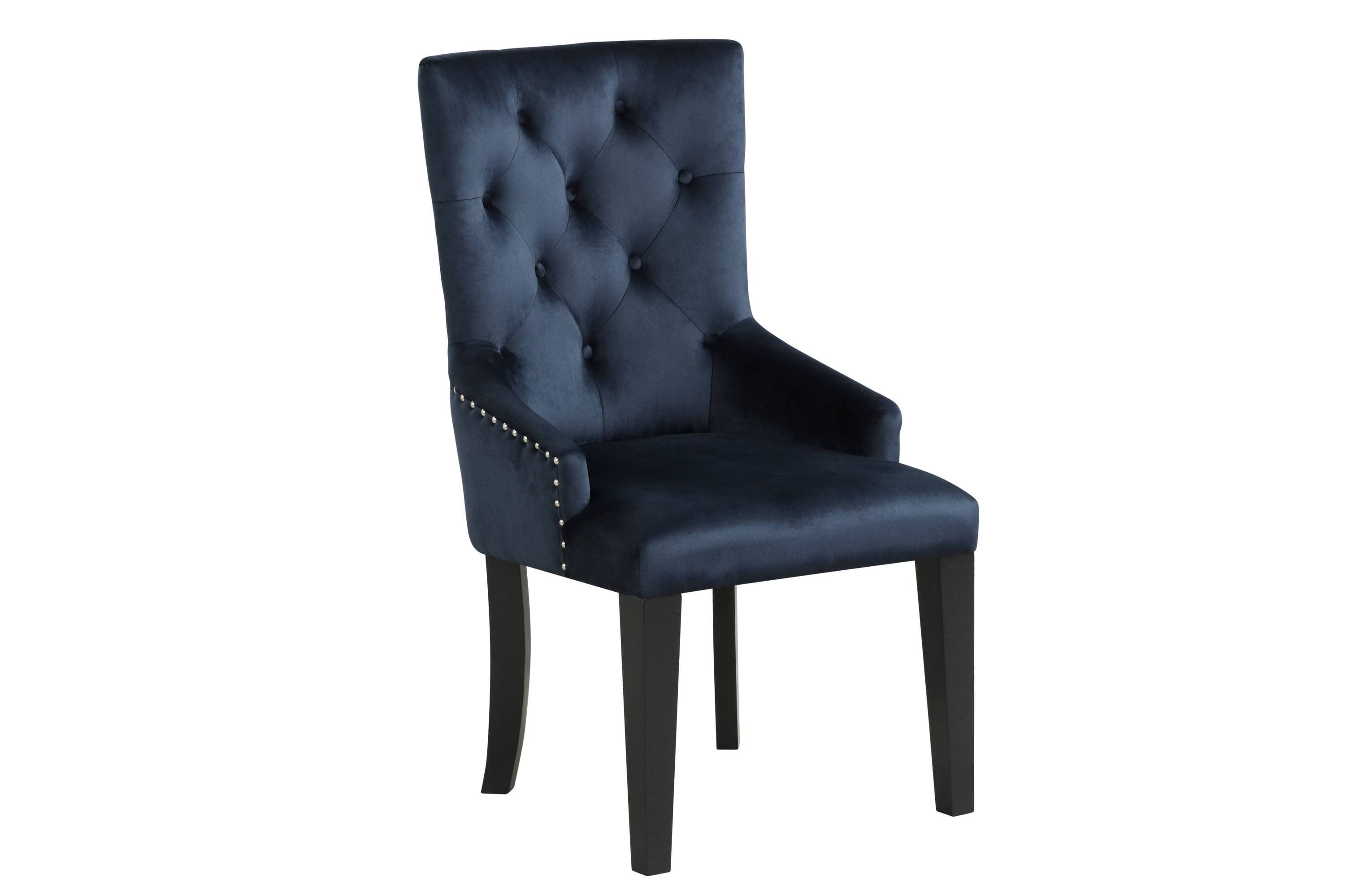 ACME Varian II Side Chair (1 Pc) in Black Velvet & BLACK & Sliver FINISH DN00592